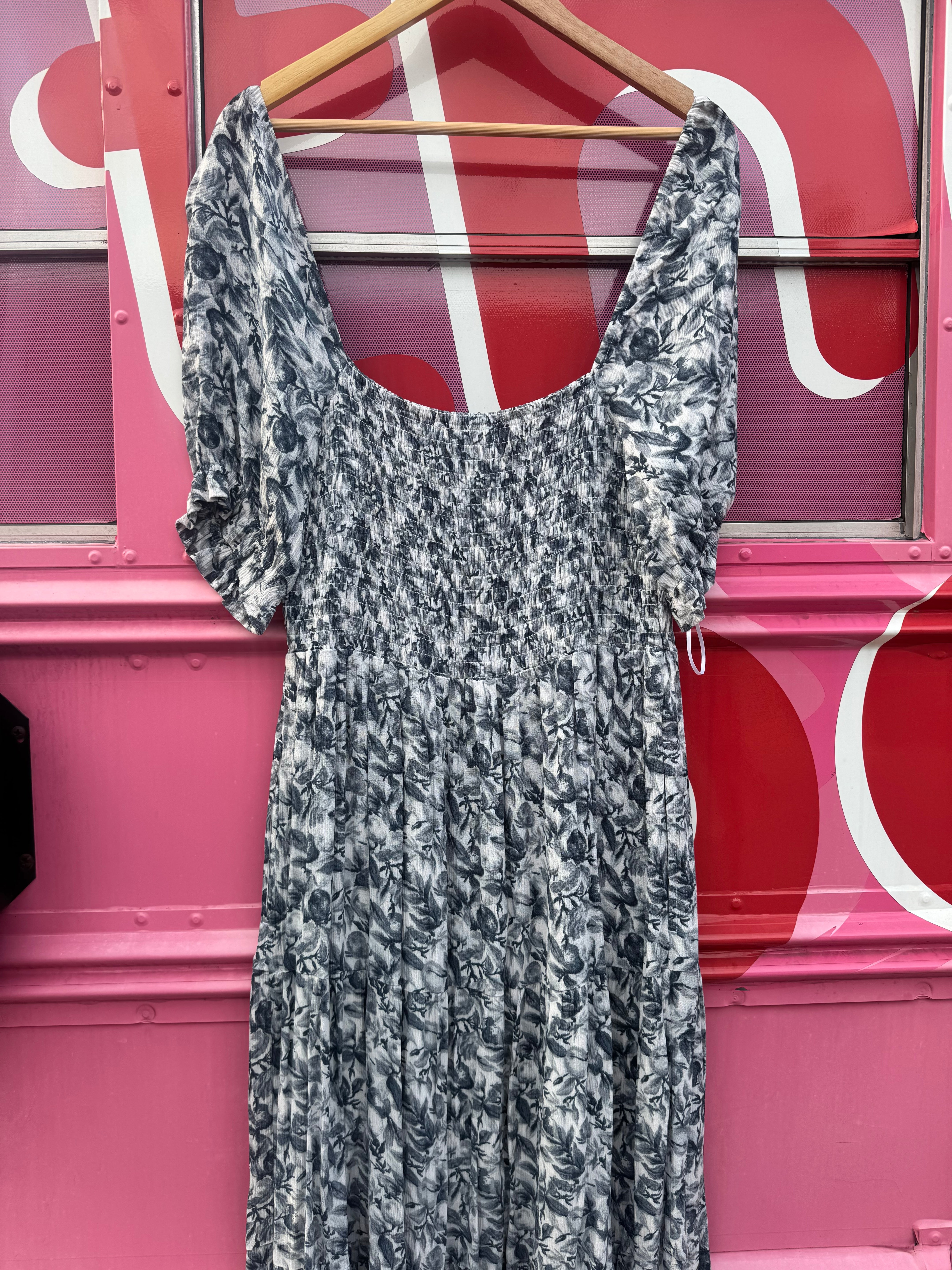 blue and white Abercrombie and fitch Pattern touched long dress, XL