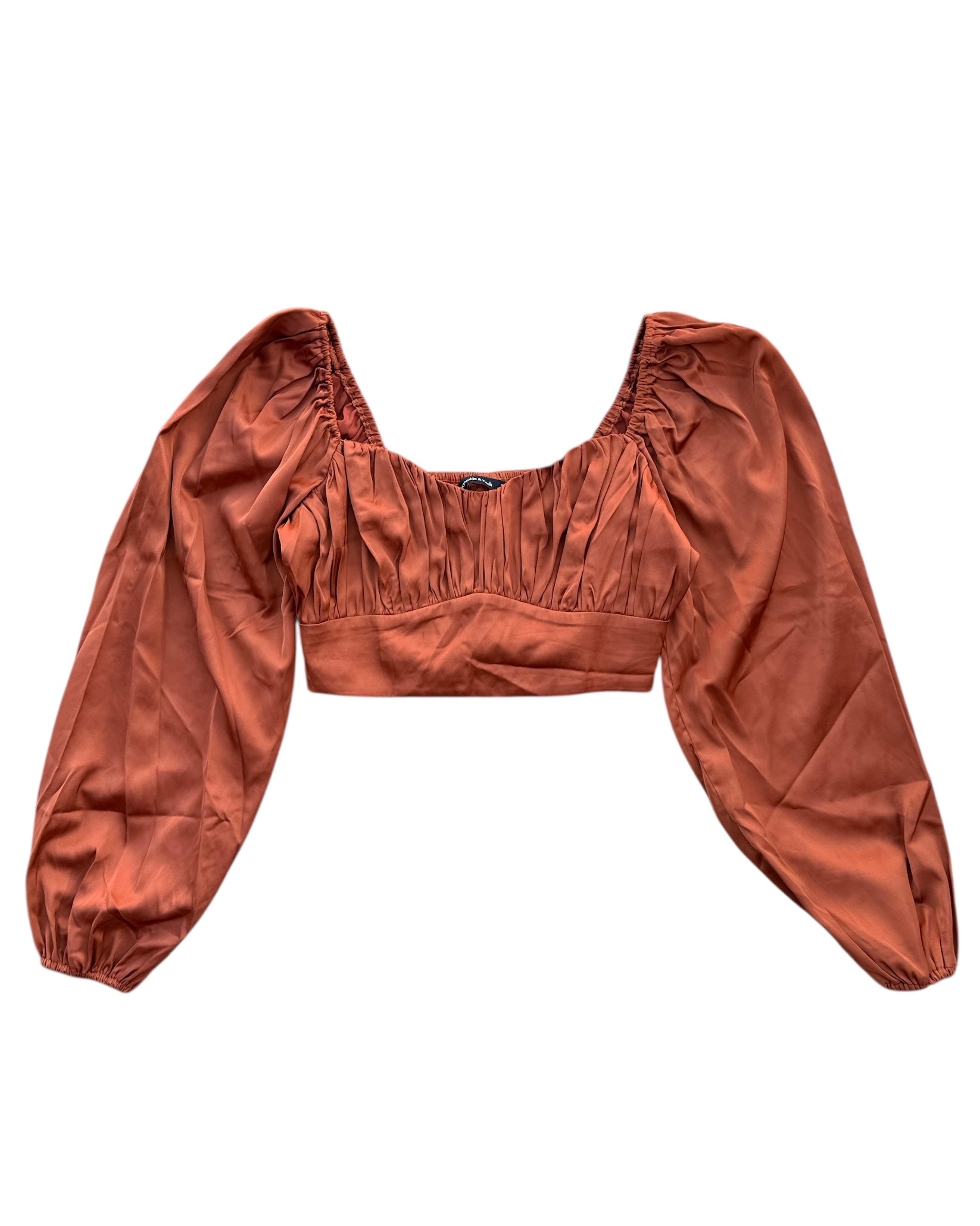 orange abercrombie & fitch ls silky crop top, s