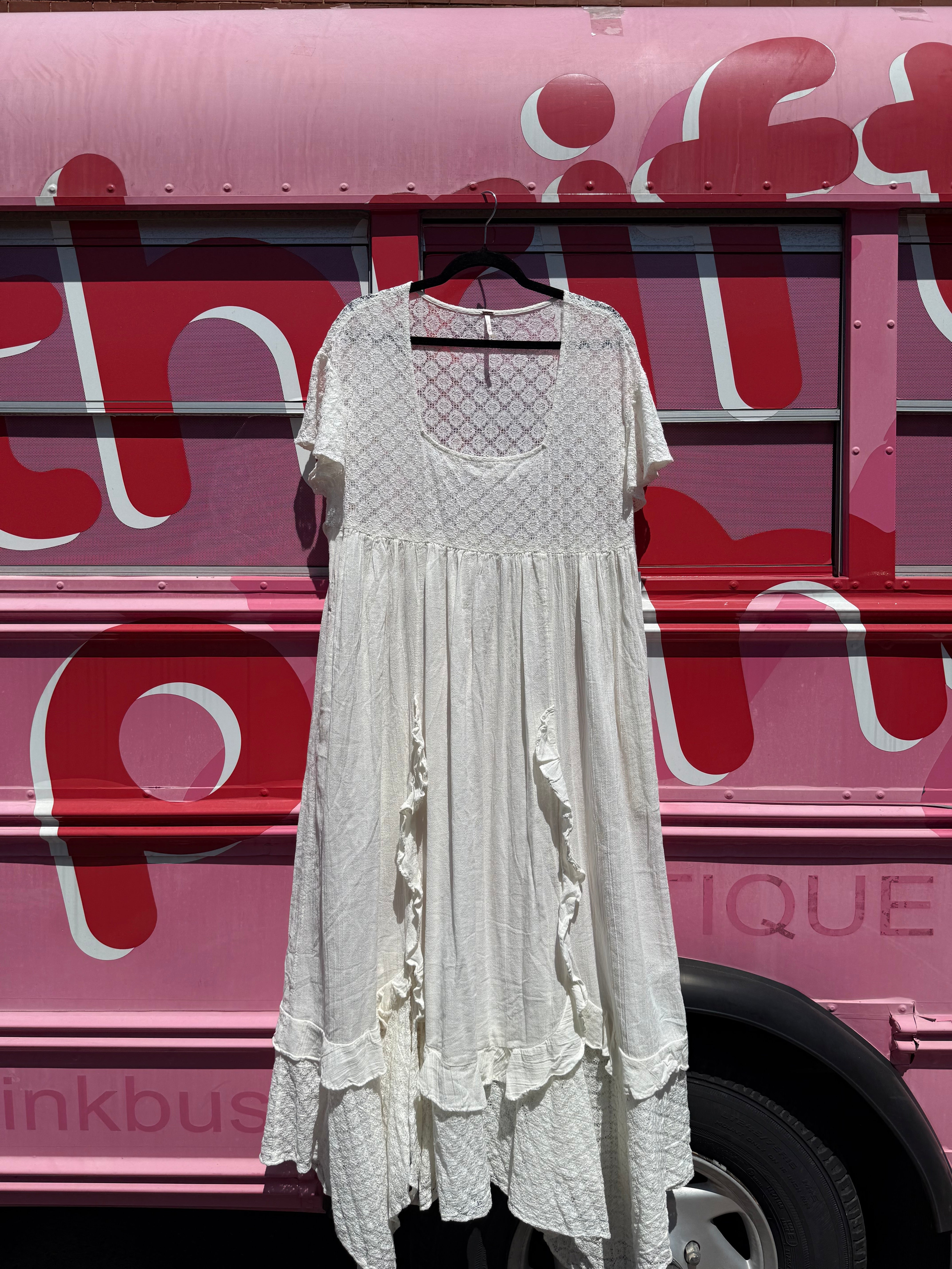 cream free people lacey flowy maxi with ruffle detail, L