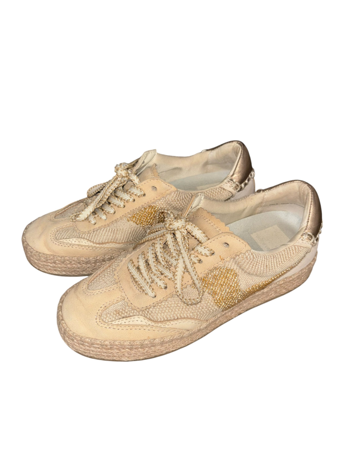 beige gold dolce vita beaded canvas sneakers, 6