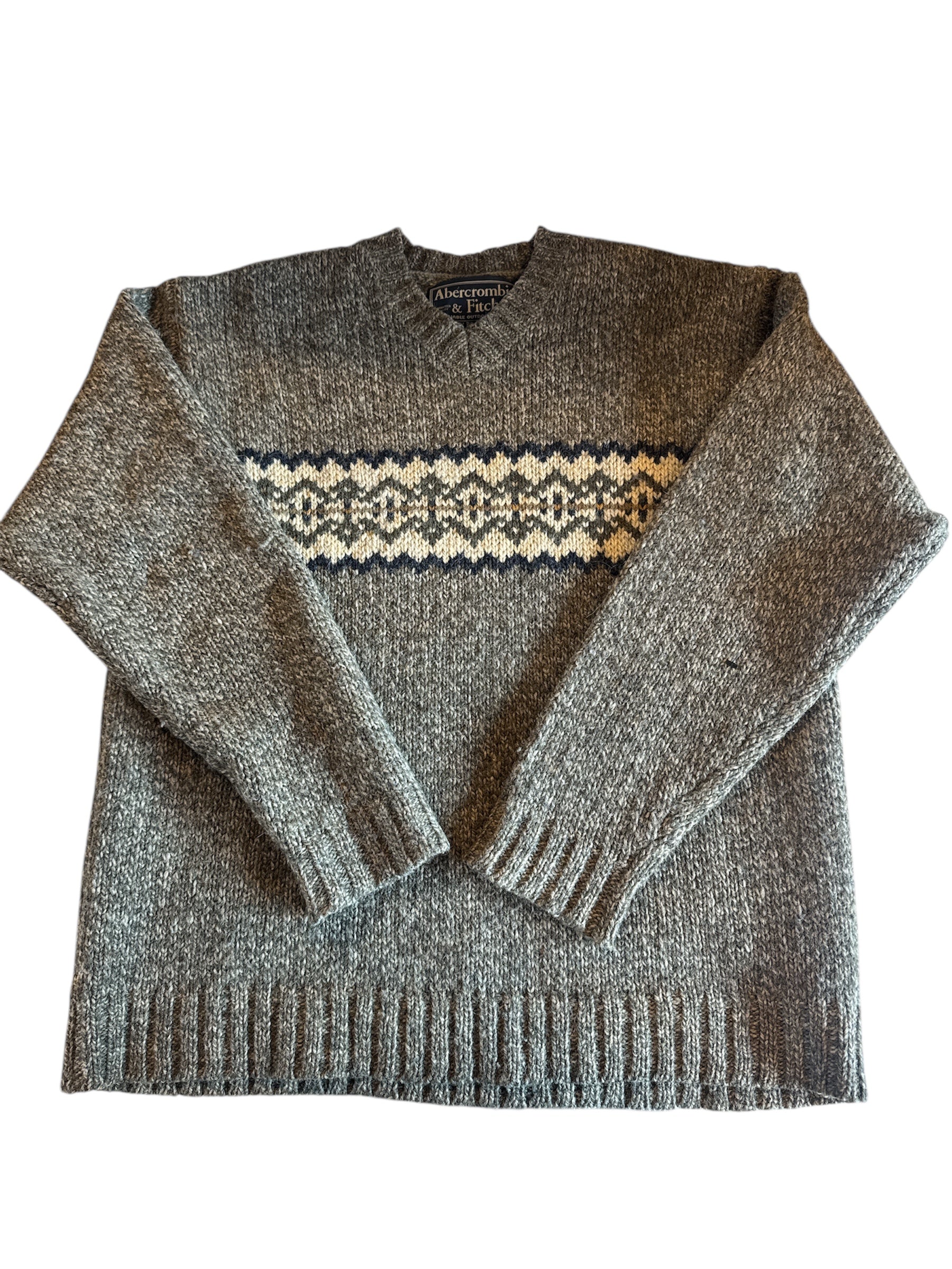 brown abercrombie & fitch vtg 100% wool sweater, m