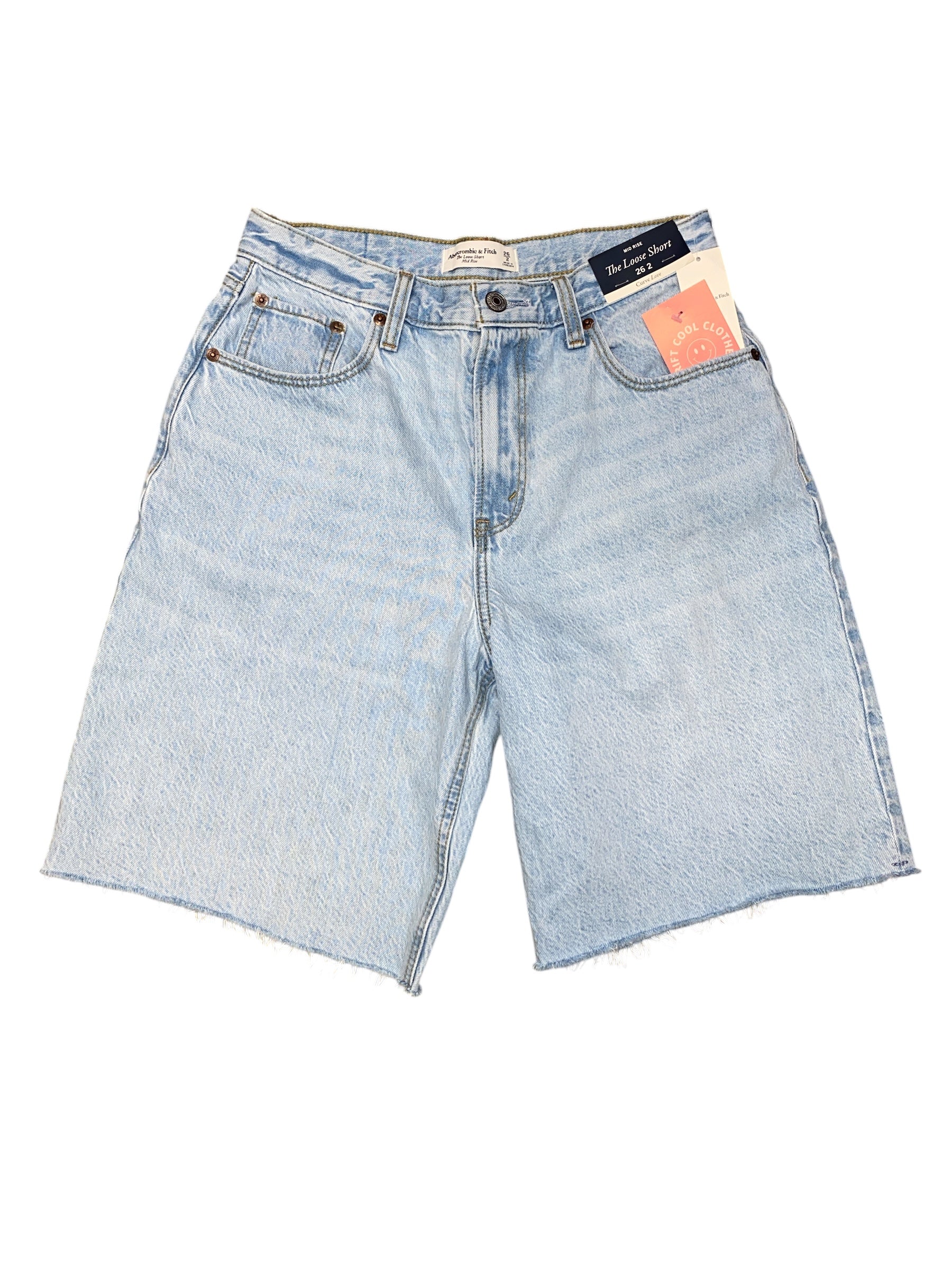 Blue Abercrombie Light wash long loose short, 2