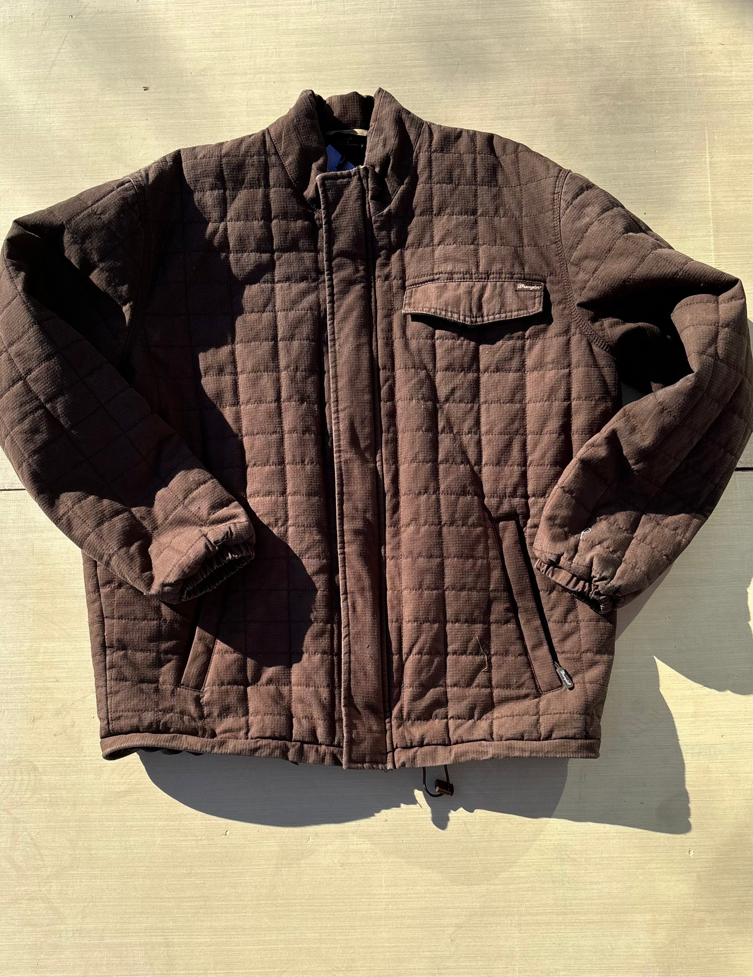 brown wrangler quilted jacket, L
