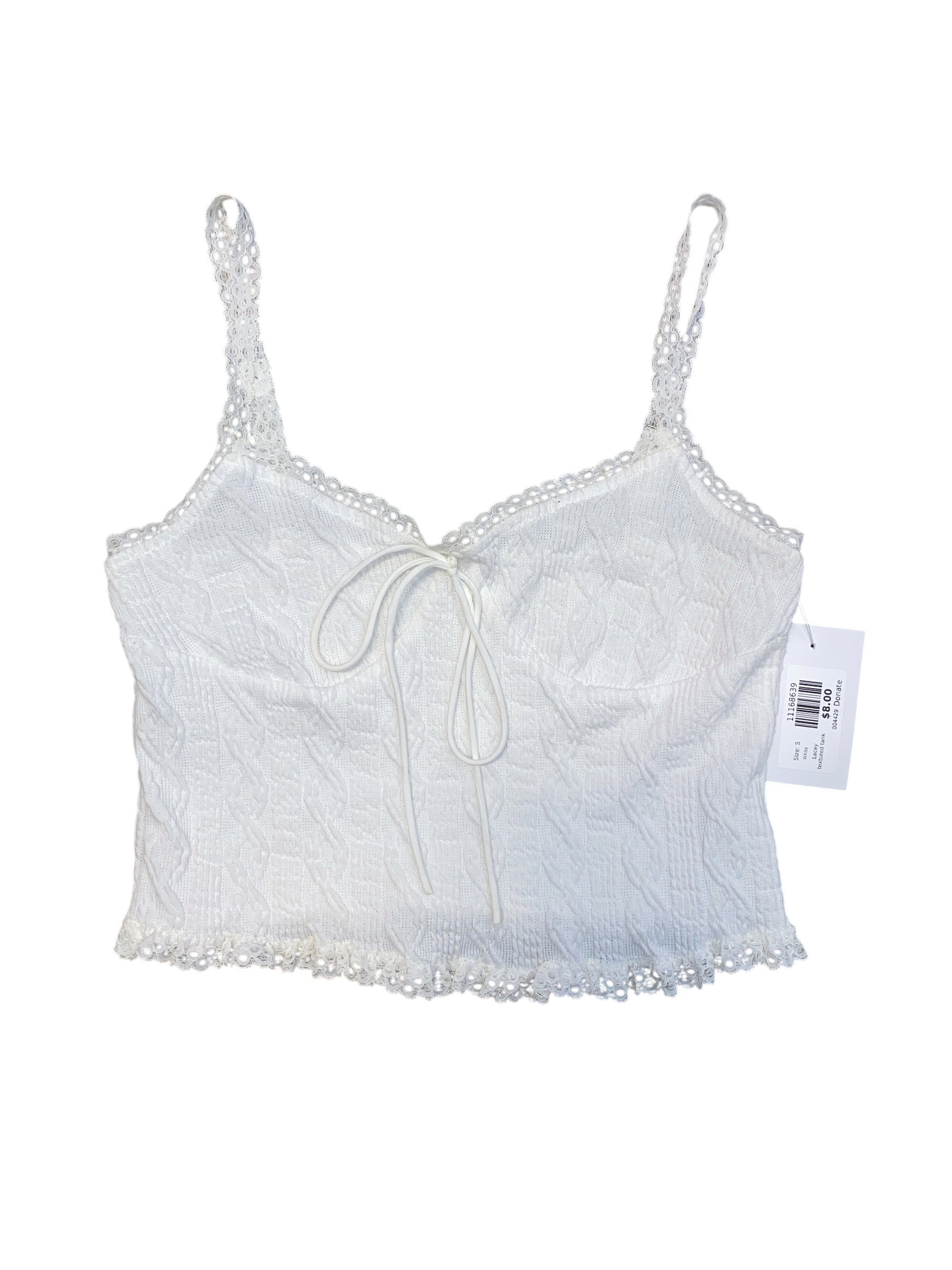 White  Lacey textured tank, S