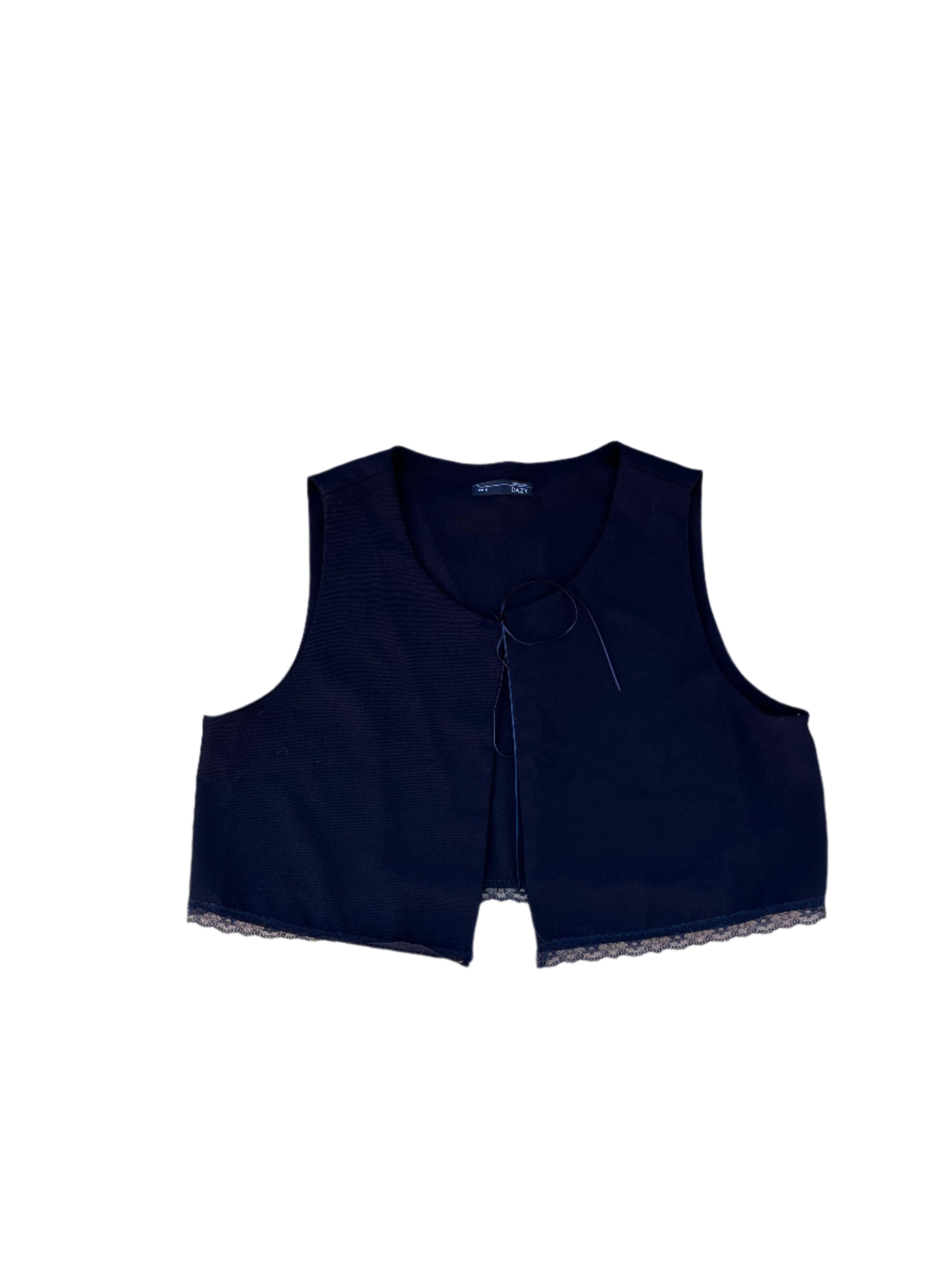 black Dazy crop vest w/ lace, XL