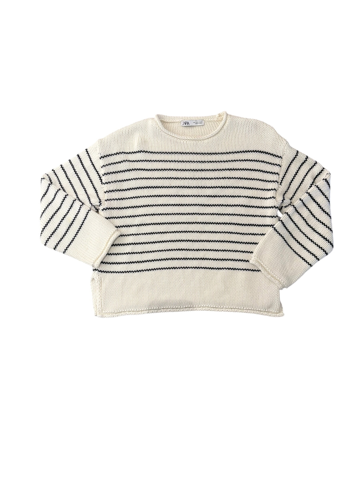 white black zara stripe sweater, s