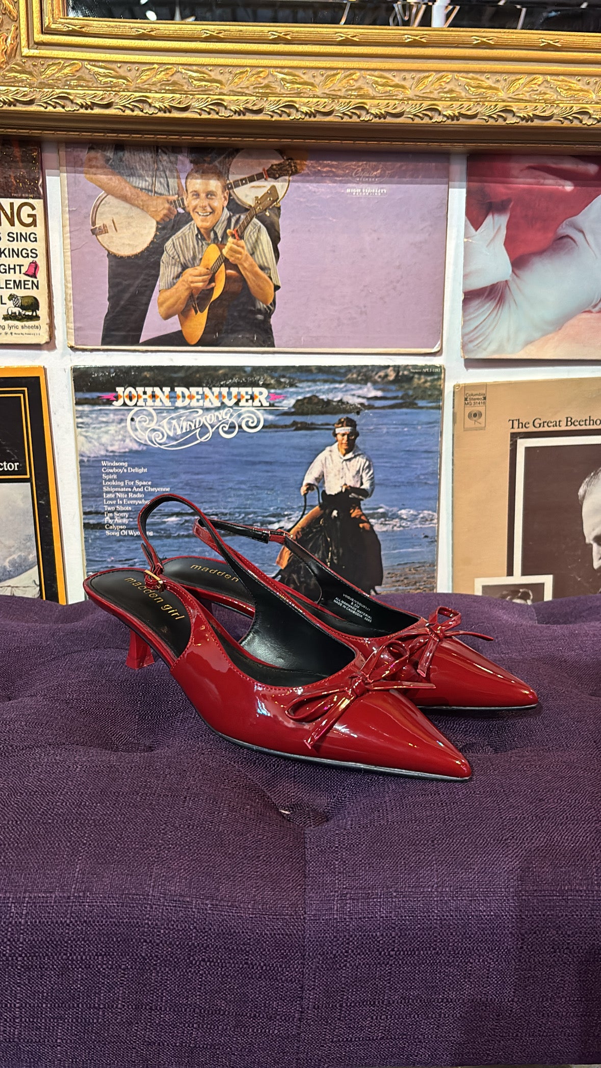 red madden gilr patent bow kitten heels, 8.5