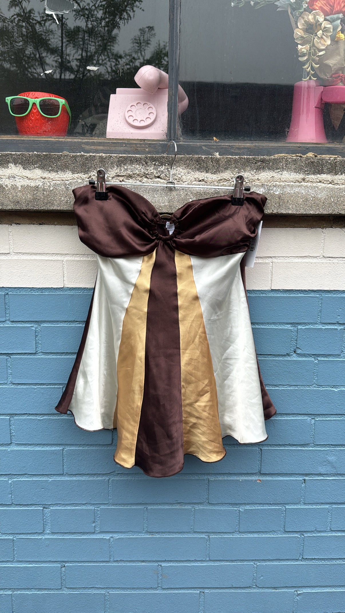 brown gold charlotte russe strapless satin tank, M