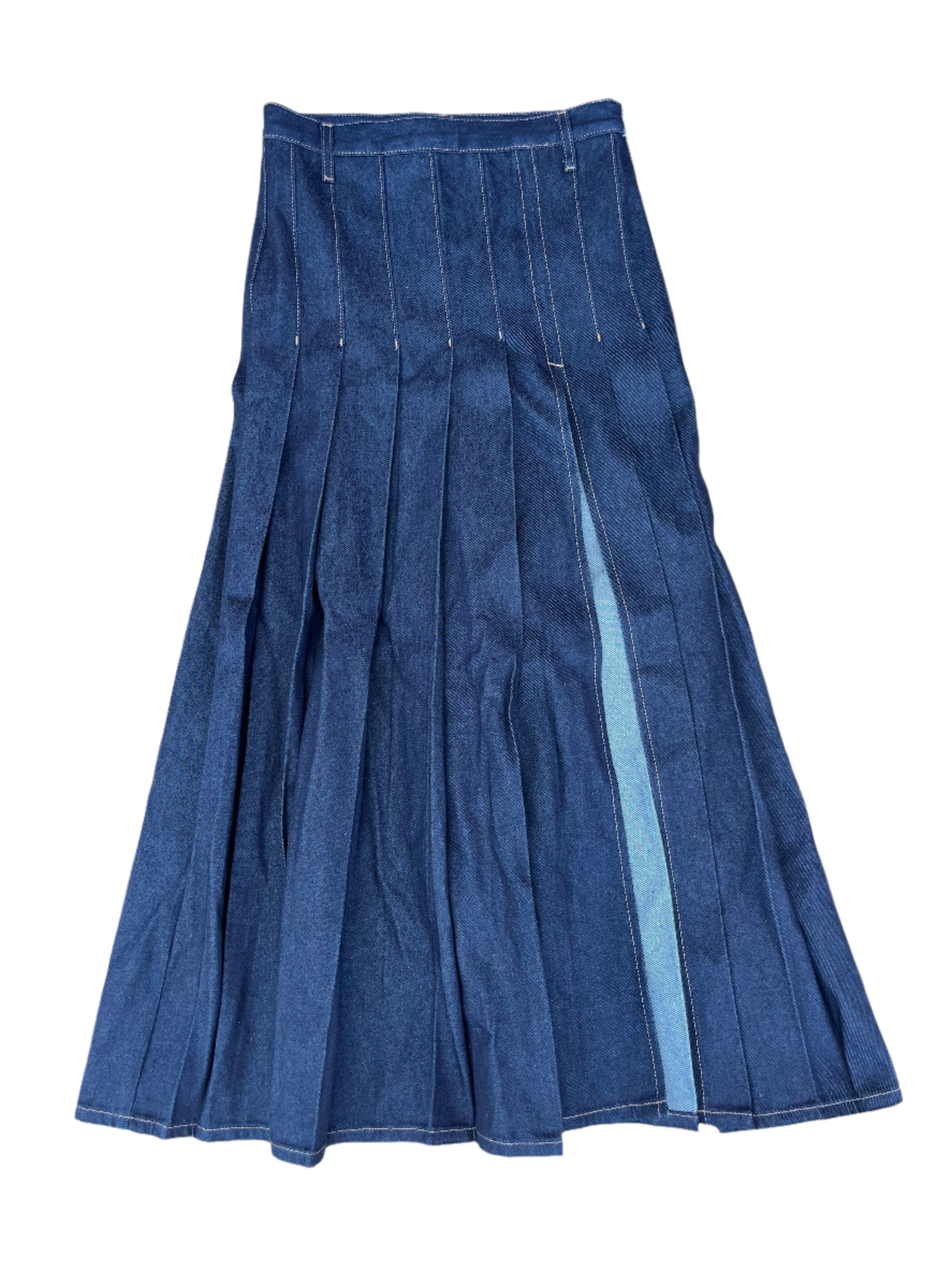 Blue Topshop Pleated denim maxi skirt, 6