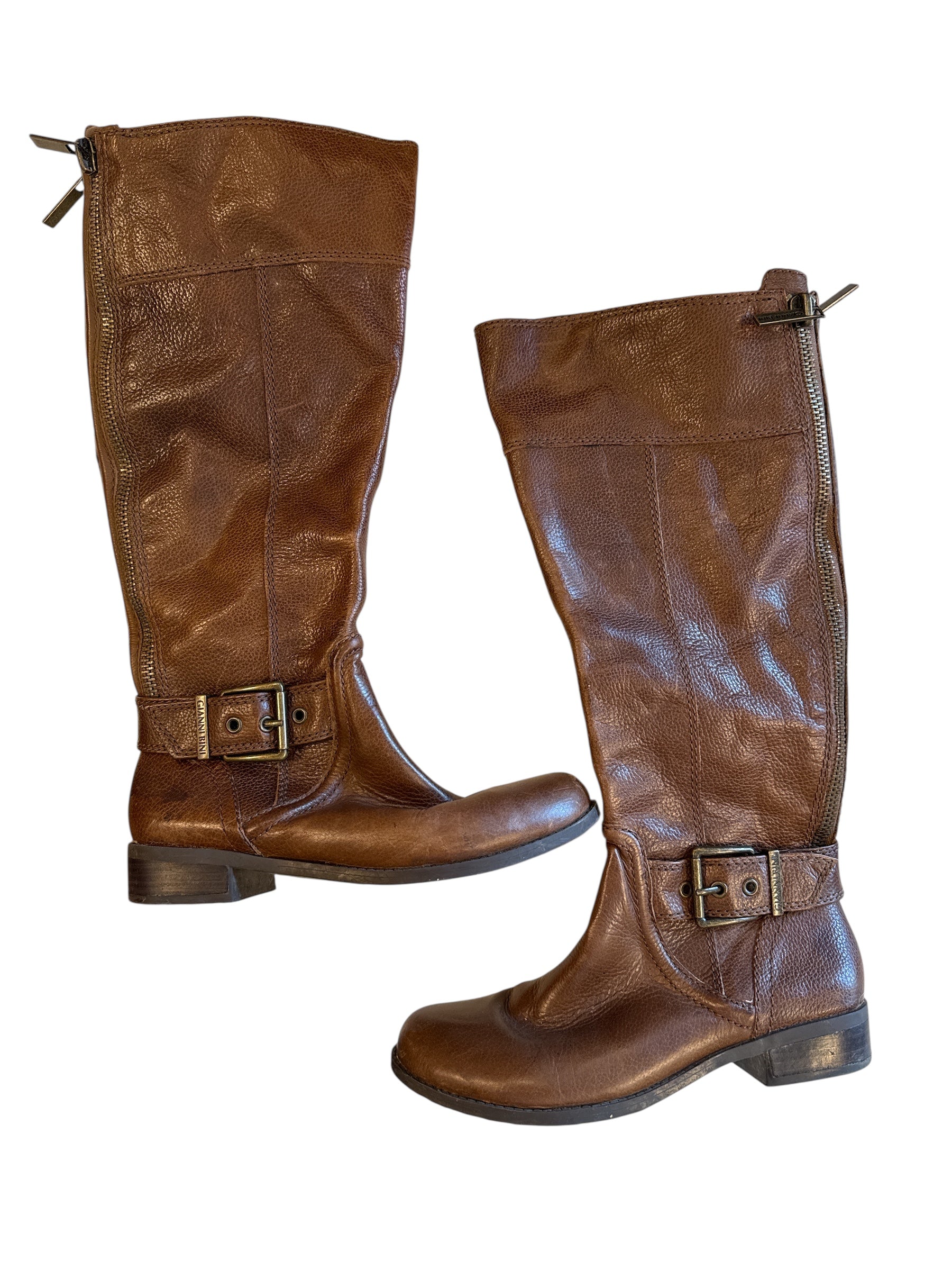 brown gianni bini riding boots, 6.5