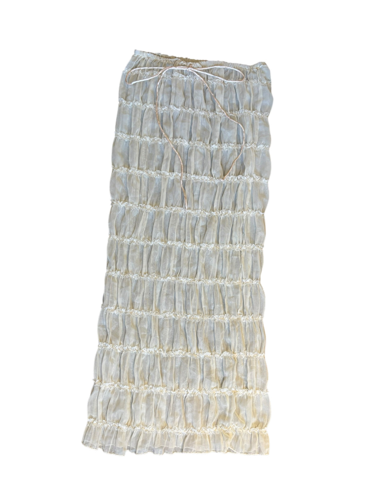 off whtie fashion nova sheer smocked maxi skirt, m