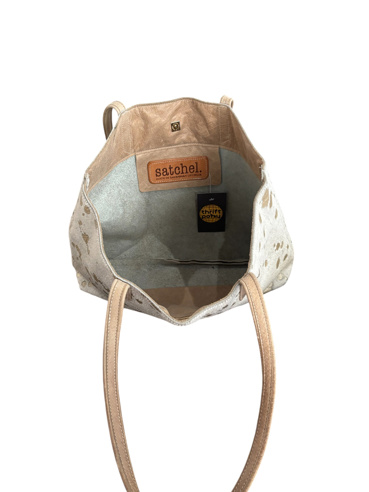 white tan satchel cowhide large purse