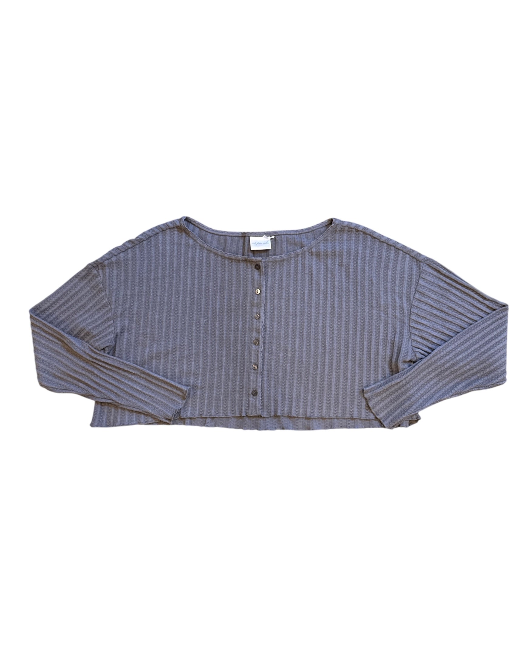 gray out from under ribbed ls cropped top, s