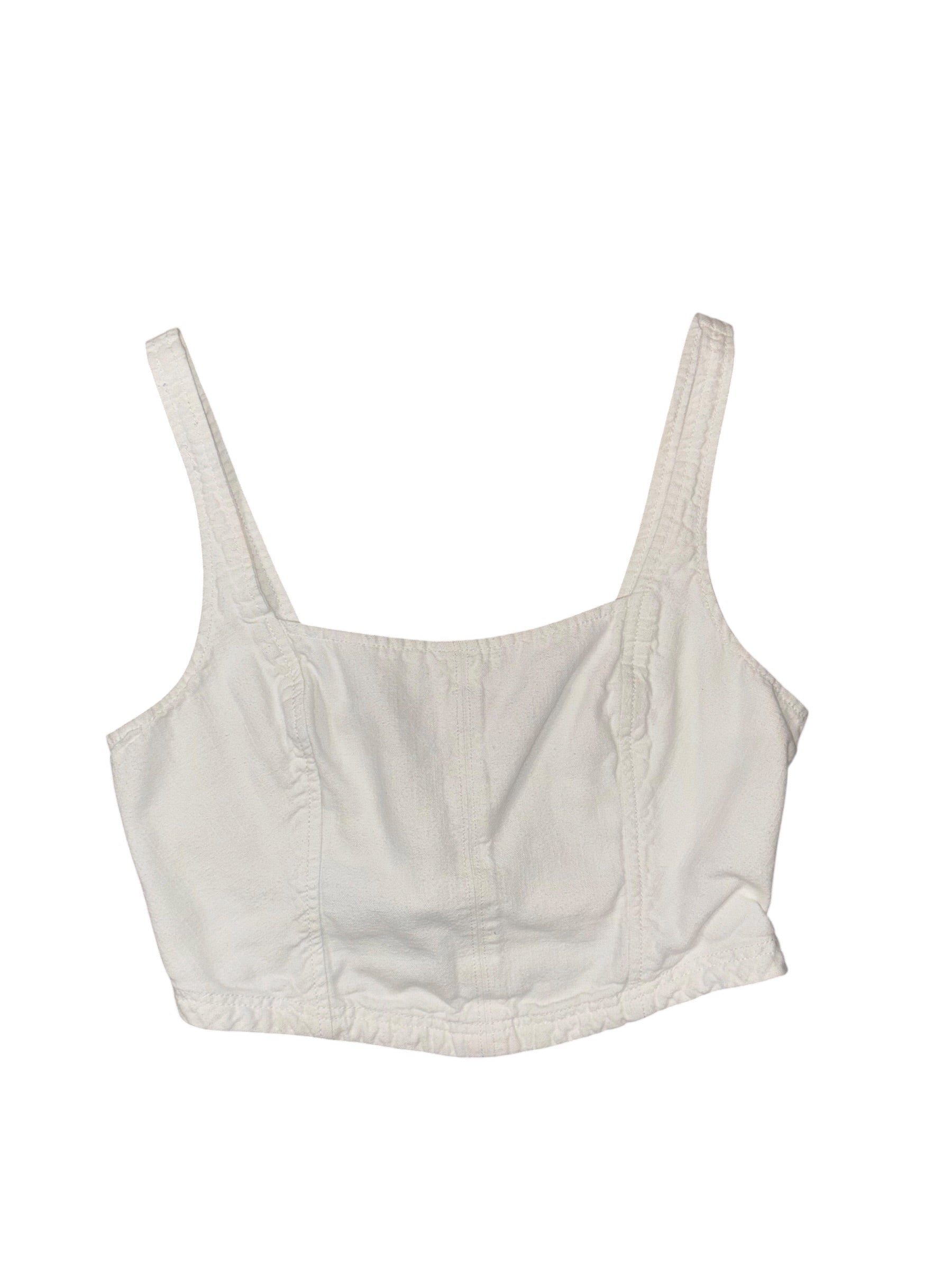 white pilcro denim smocked tank, m