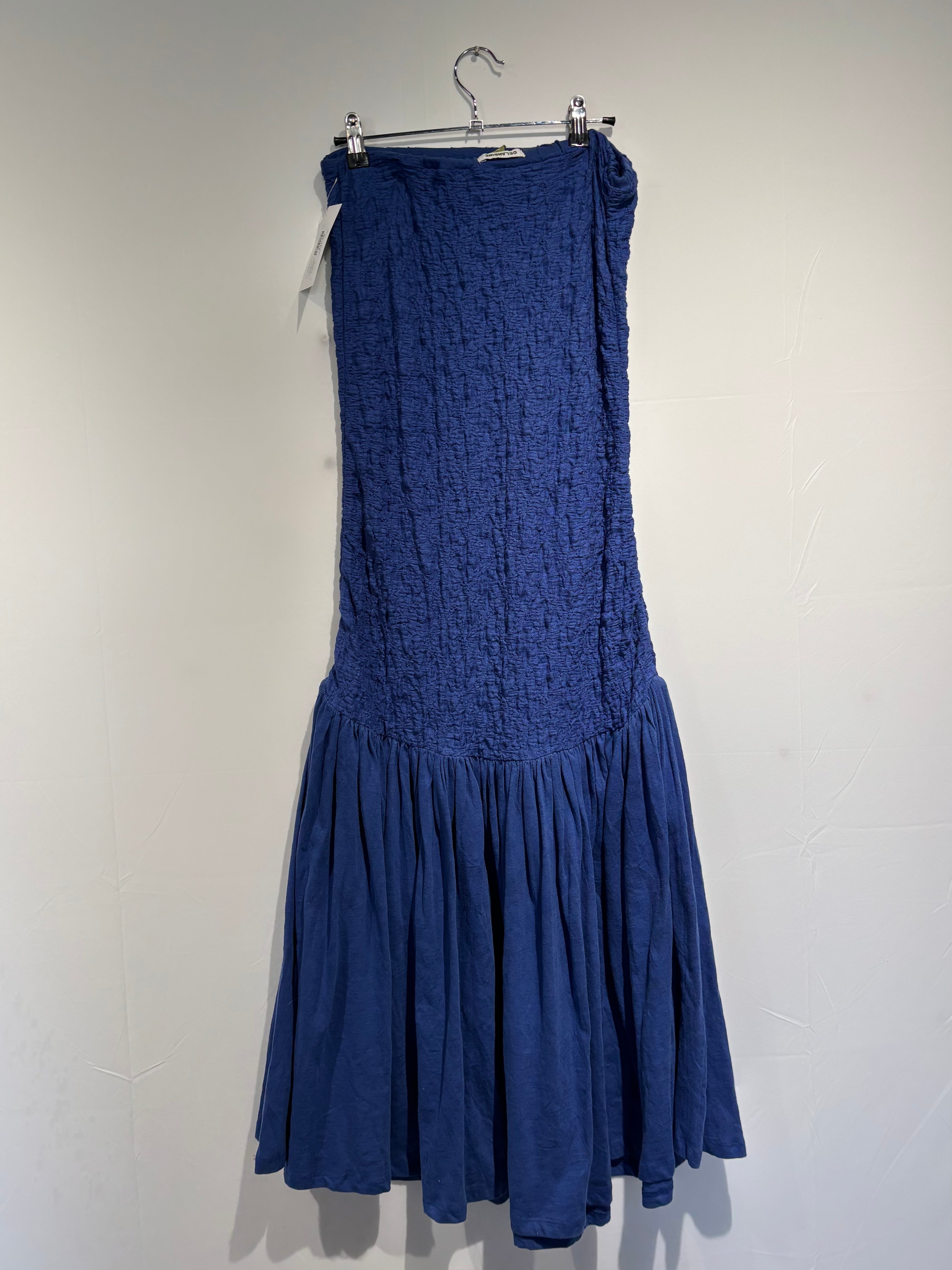 blue celandine NWT textured strapless dropwaist maxi dress, xs