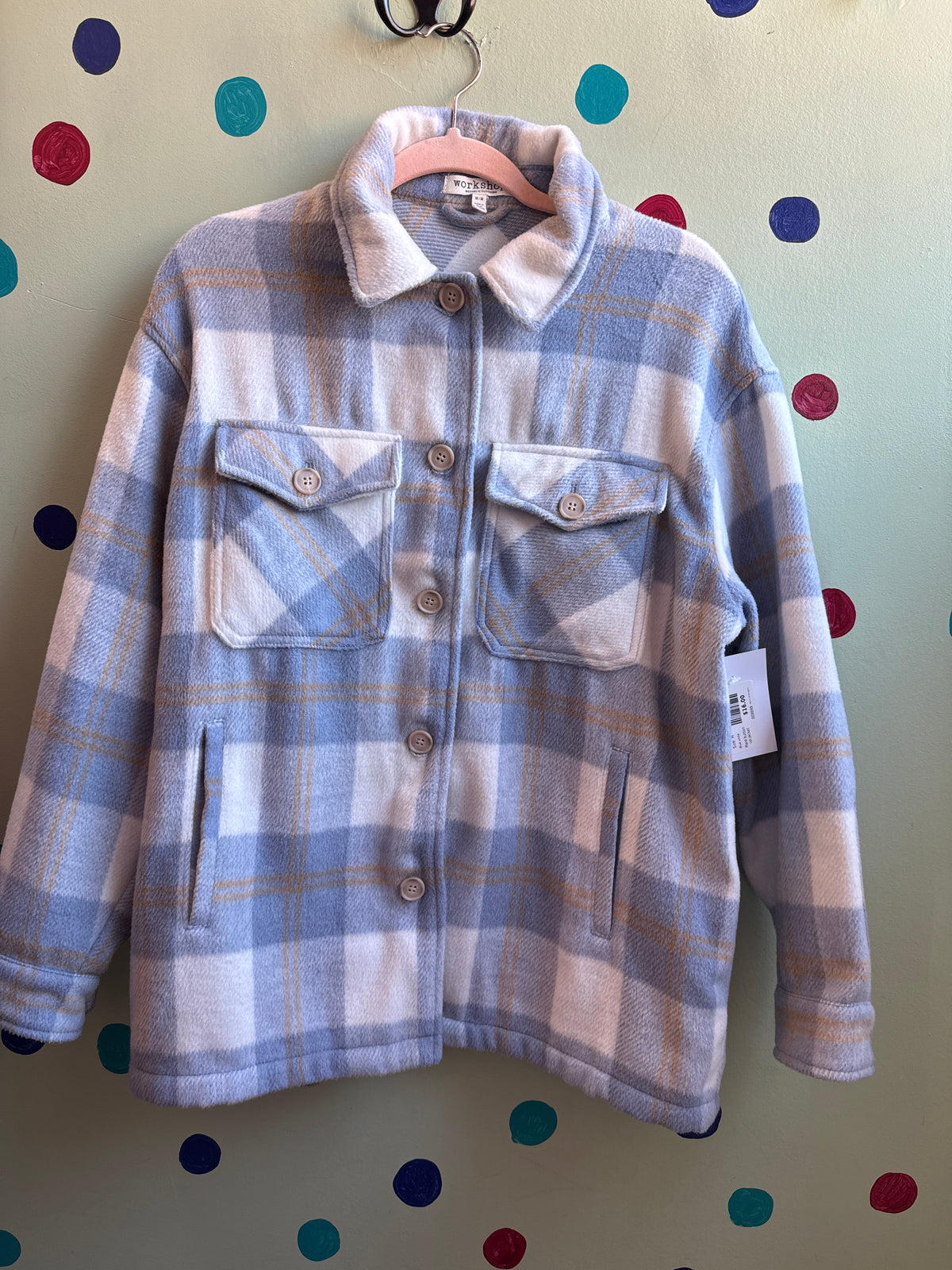 Blue white Workshop Plaid button up jacket, M