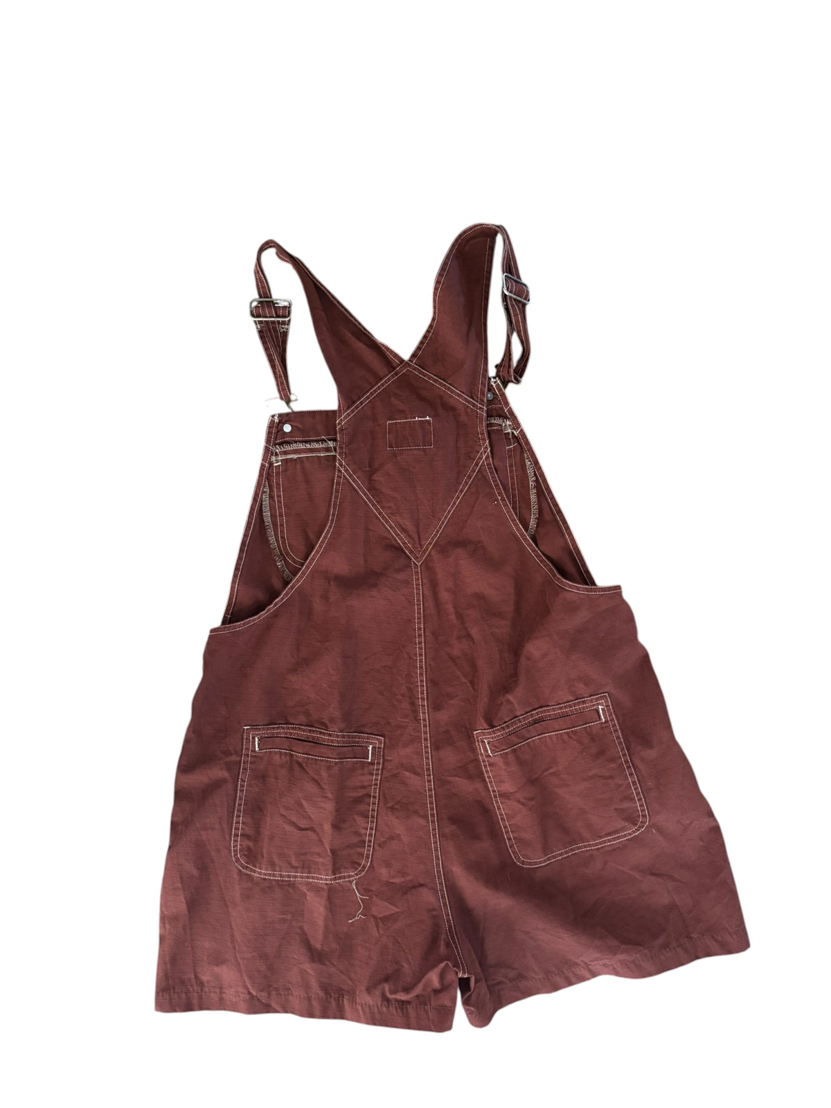 Brown carolina blue overall shorts, L