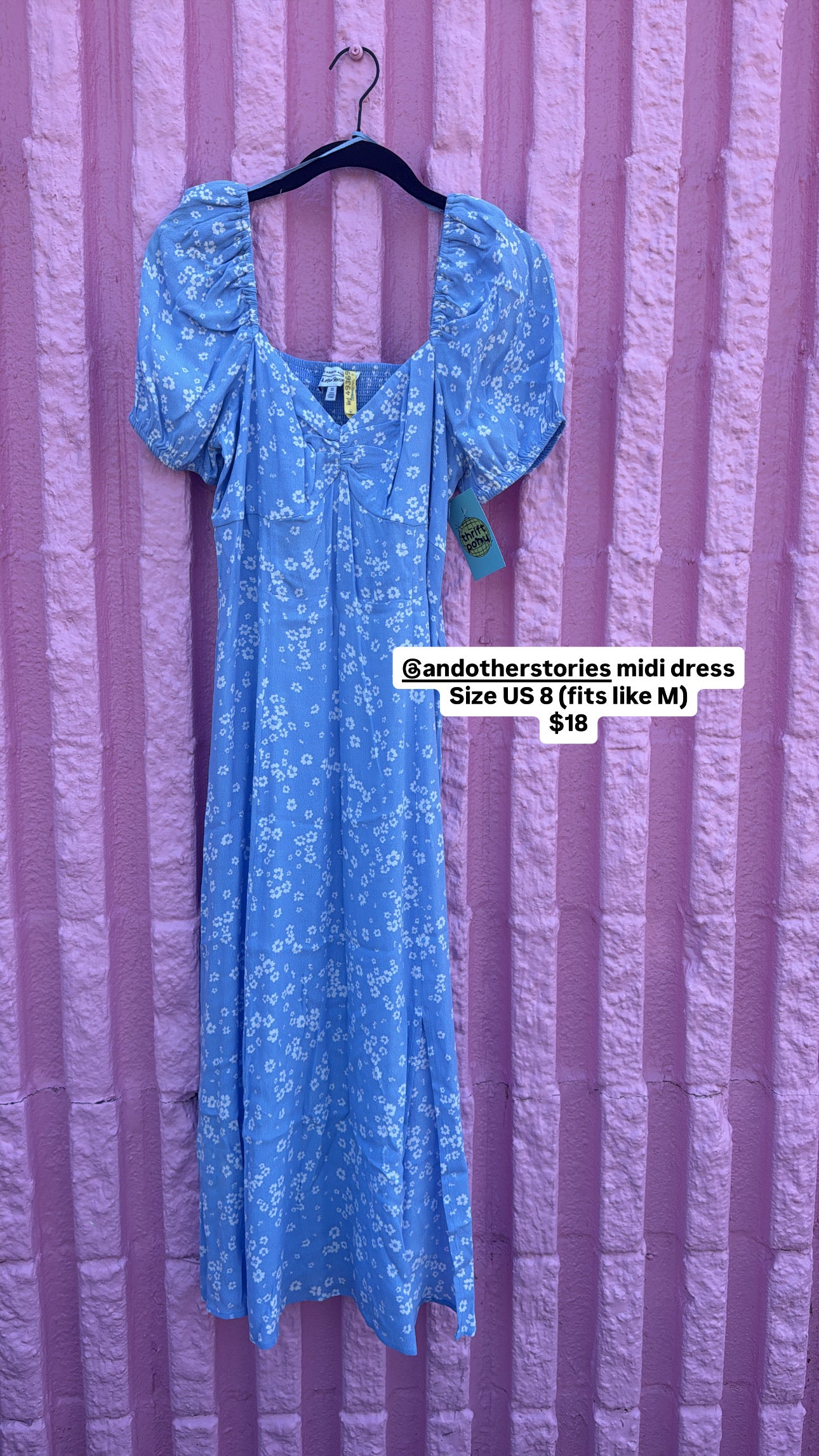 white blue & other stories floral babydoll long dress, 8