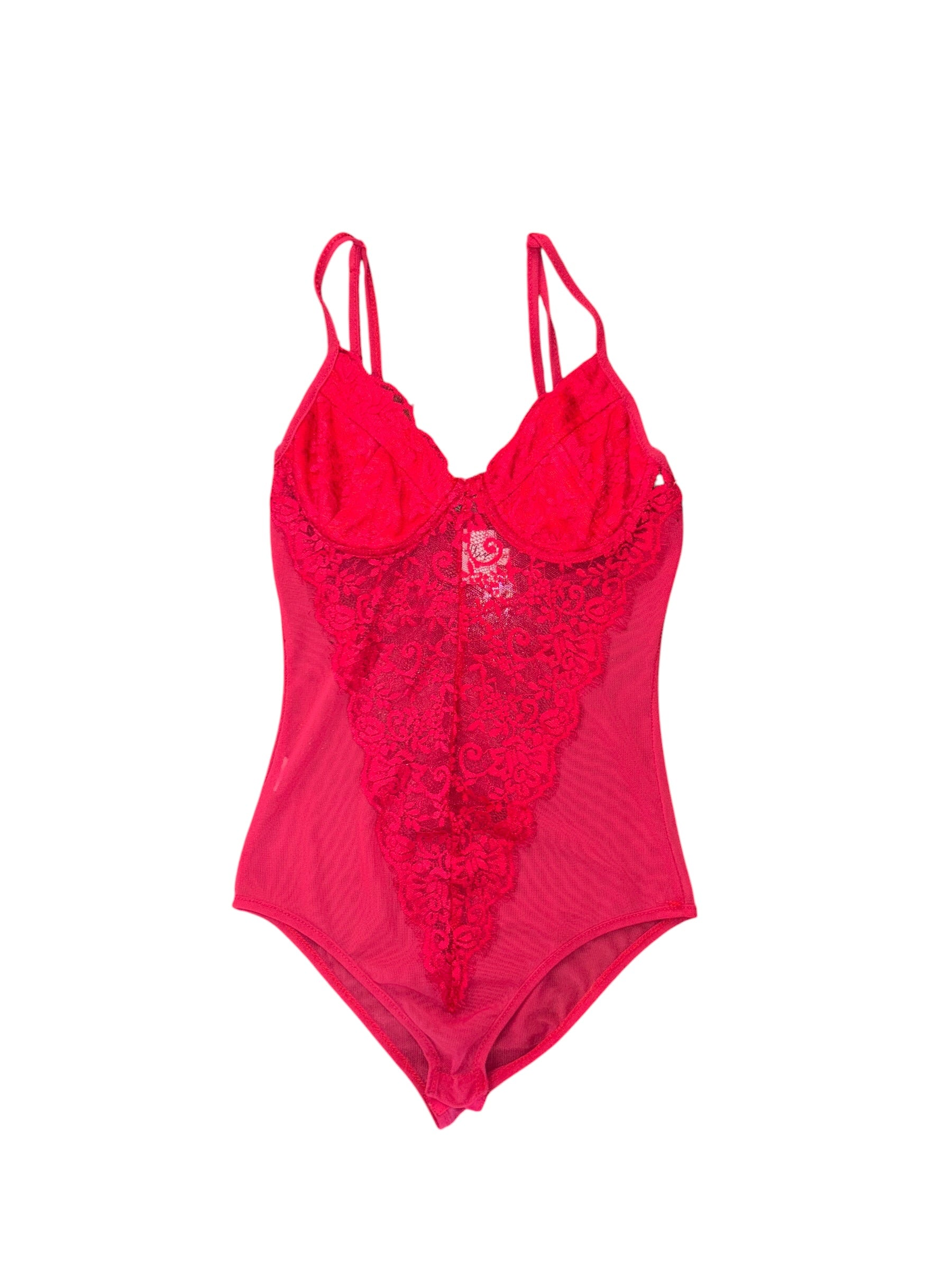 red  lace tank bodysuit, xs/s
