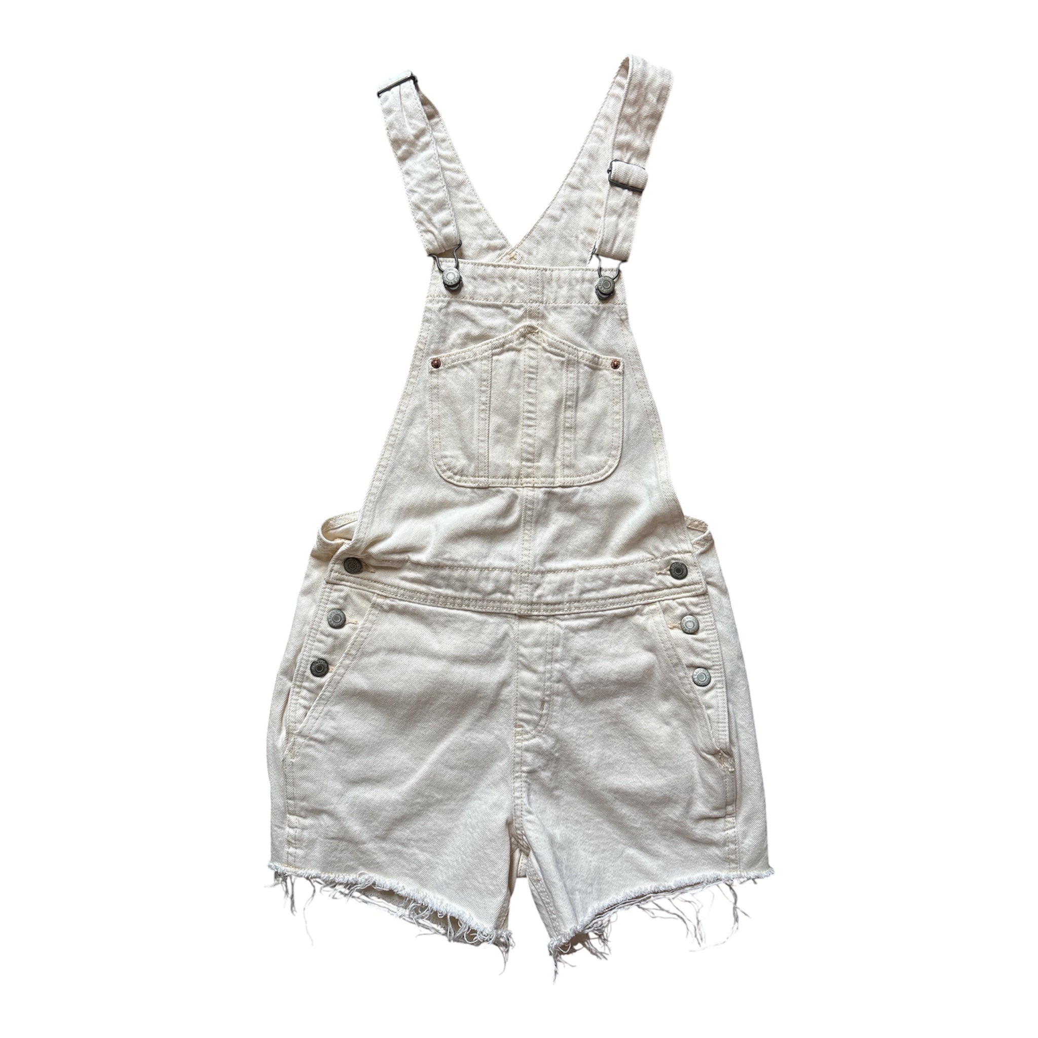 cream old navy overall shorts, xs