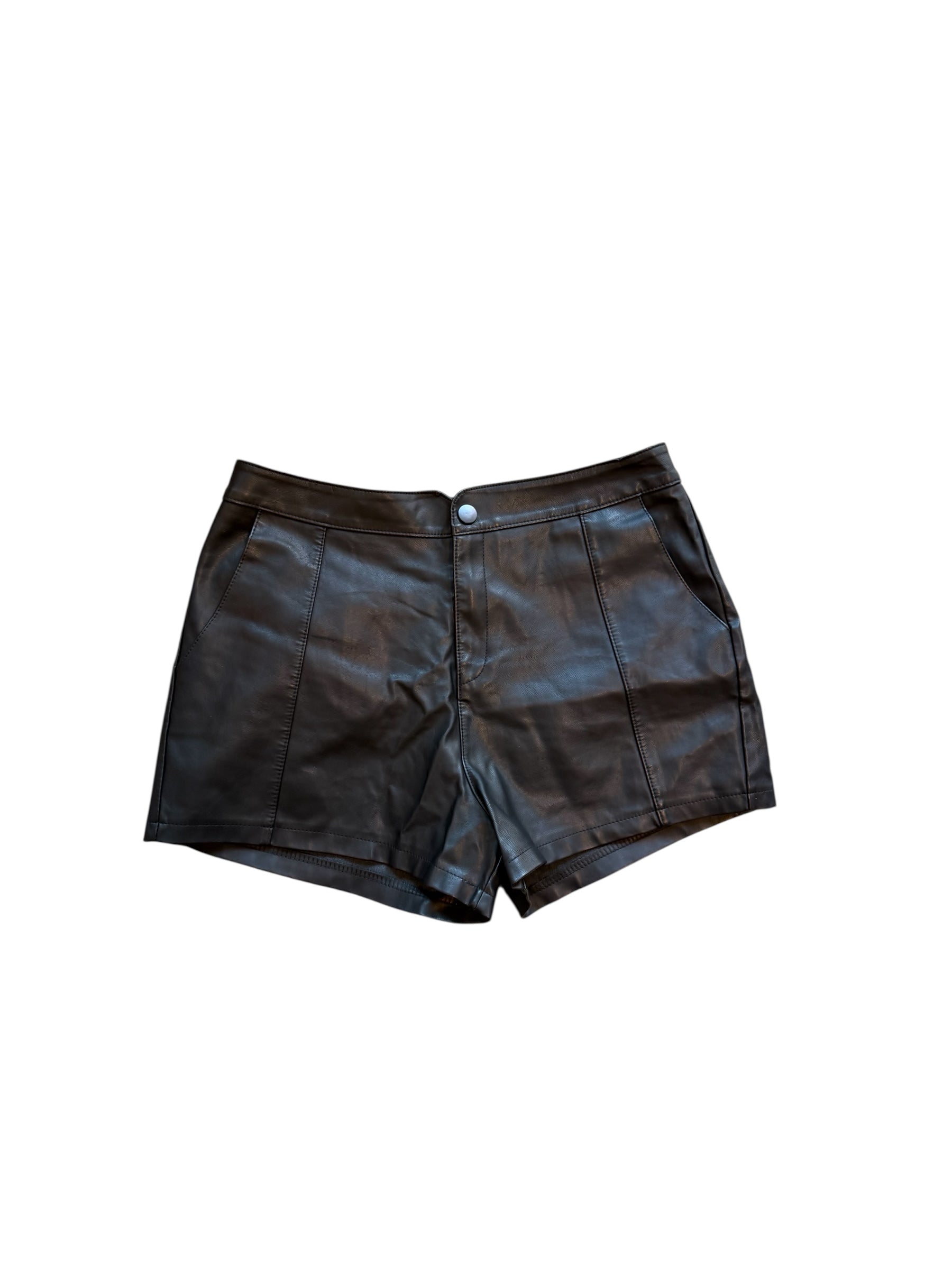 black french kiss pleather shors, L