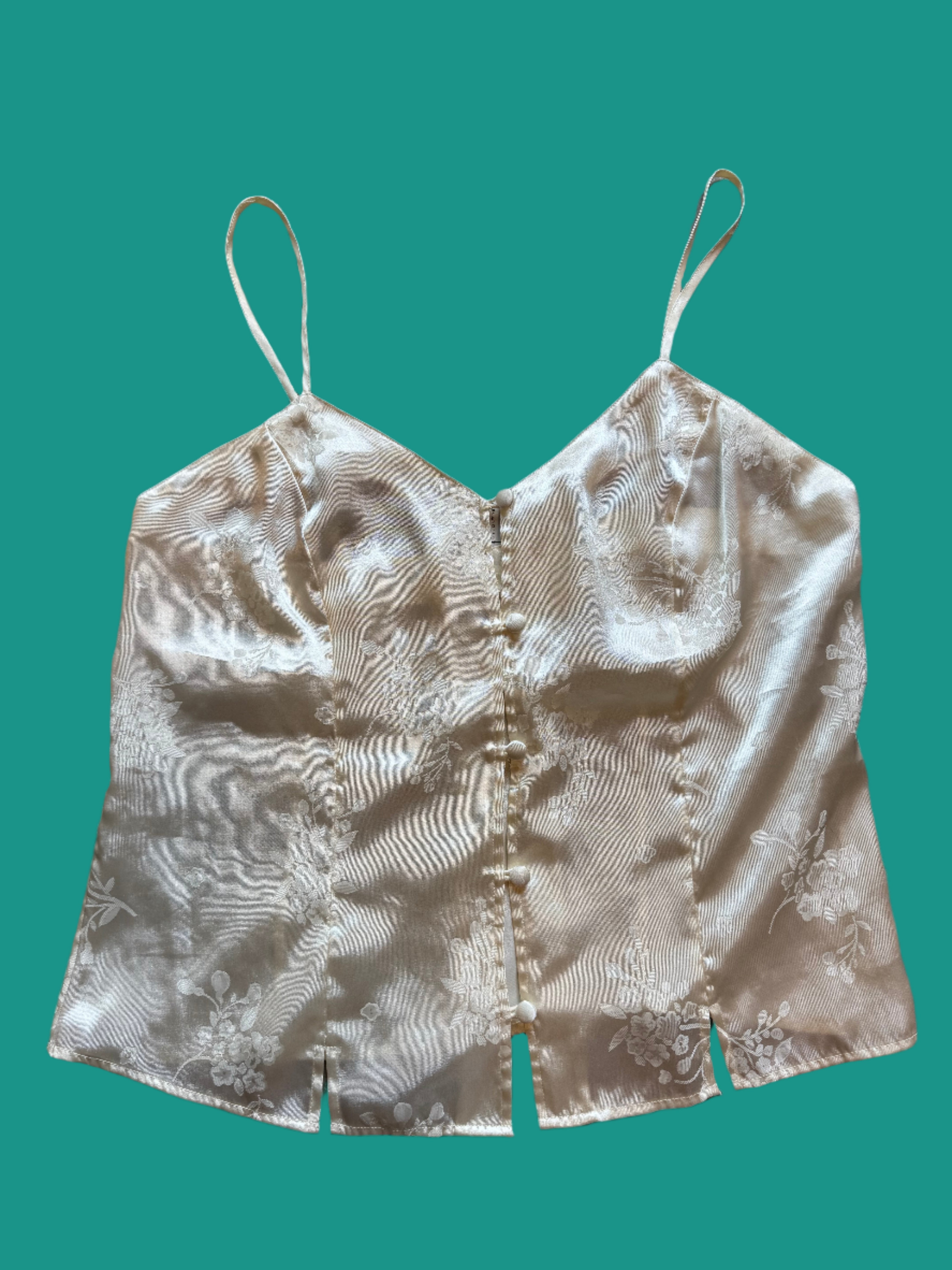 Cream Valerie Stevens Slinky Vtg tank, M