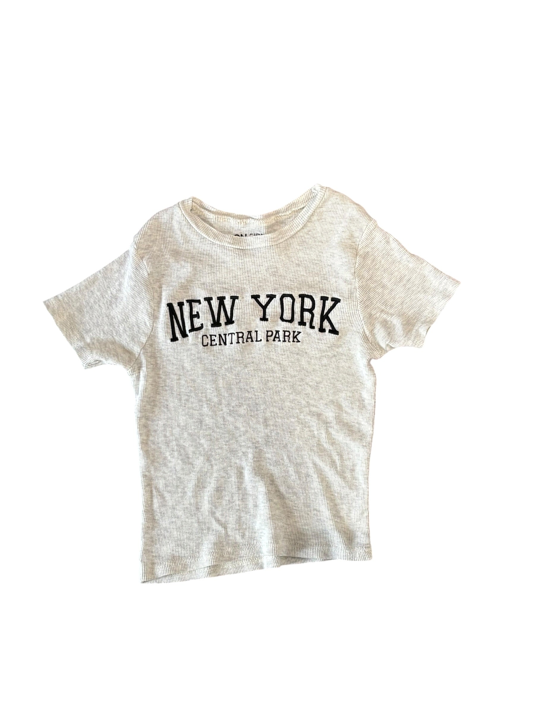 gray black on fire ny crop tee, s