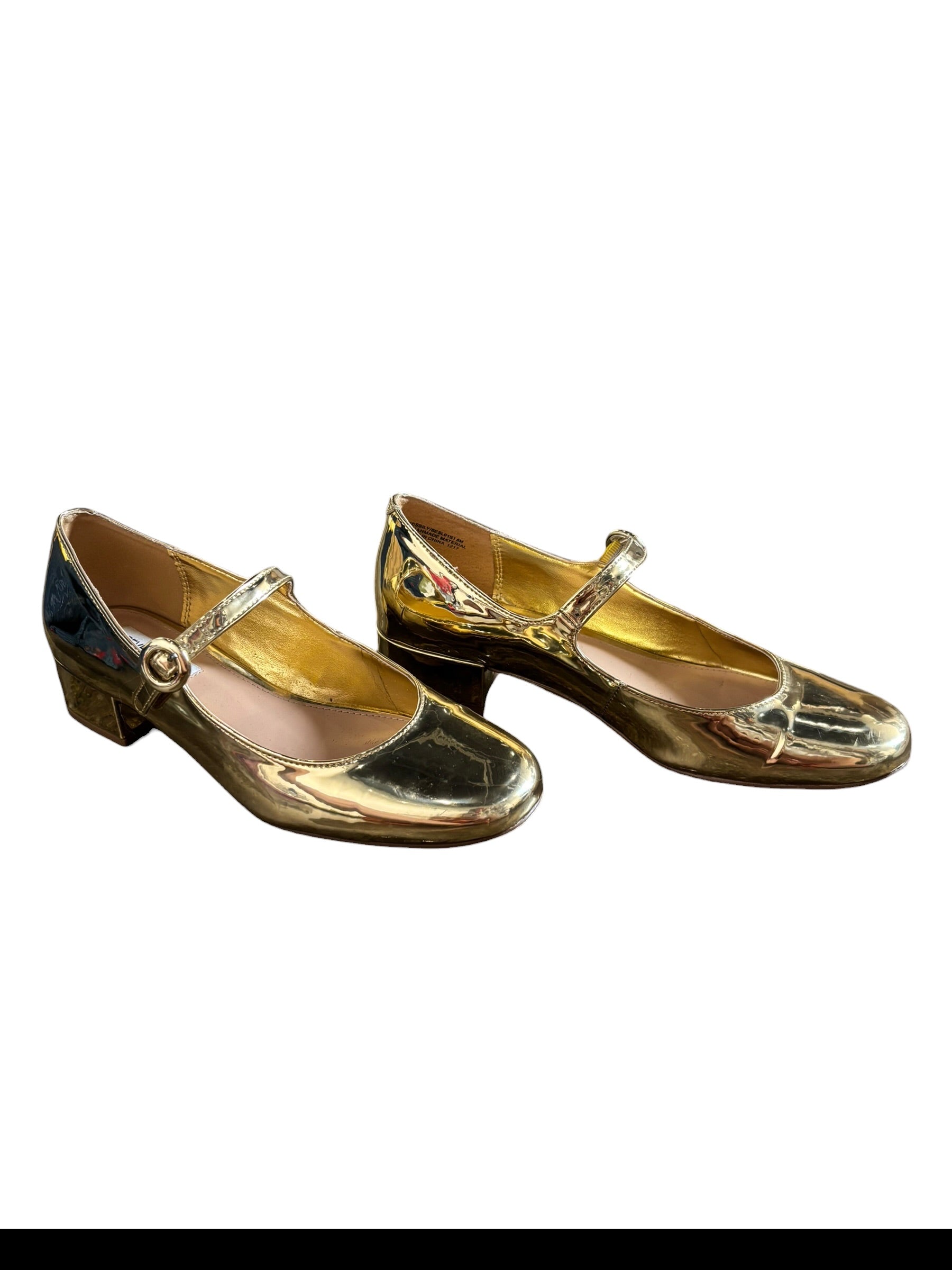 gold steve madden metallic mary janes, 8