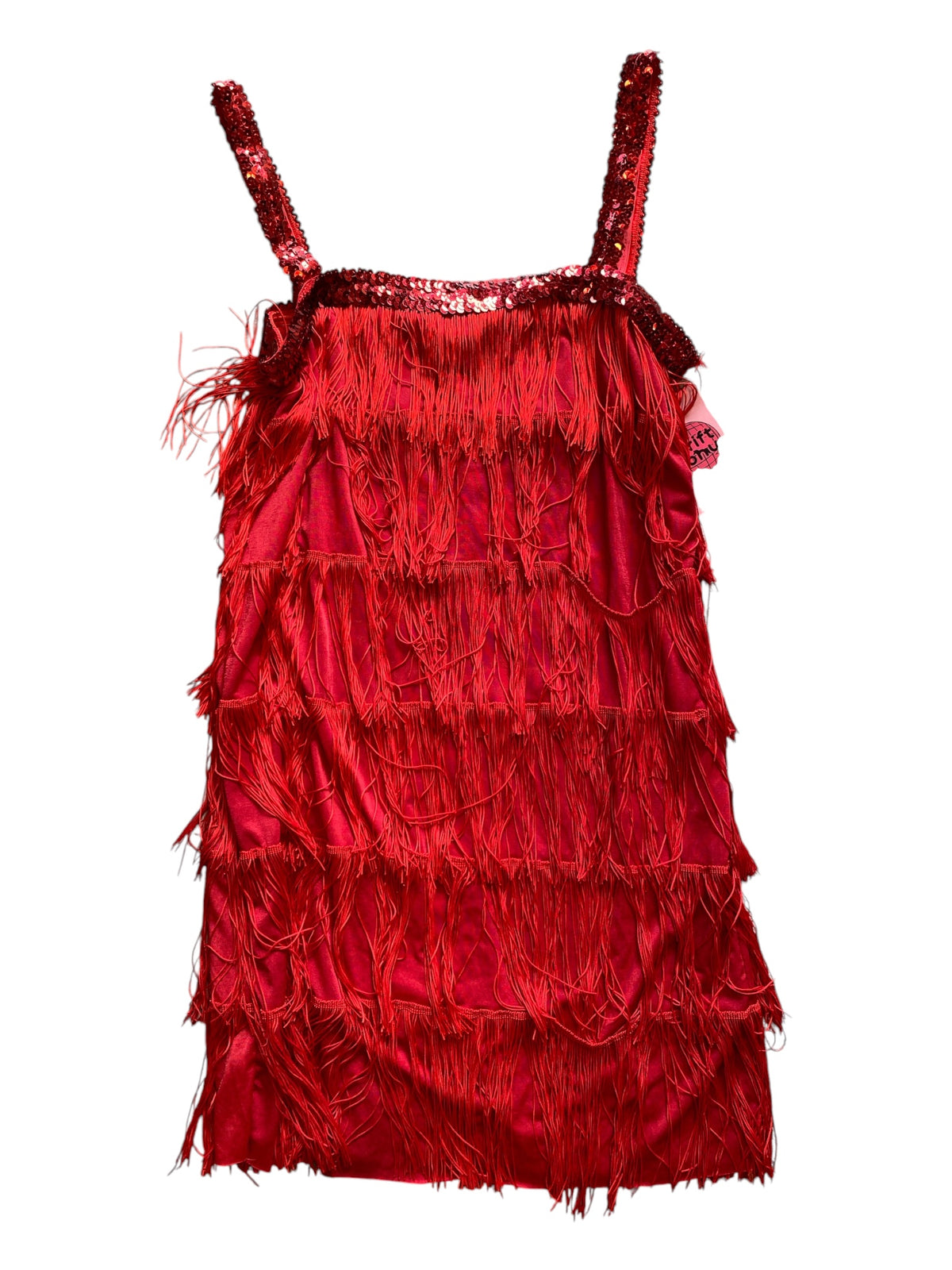 red costumeusa fringe sequin dress, s