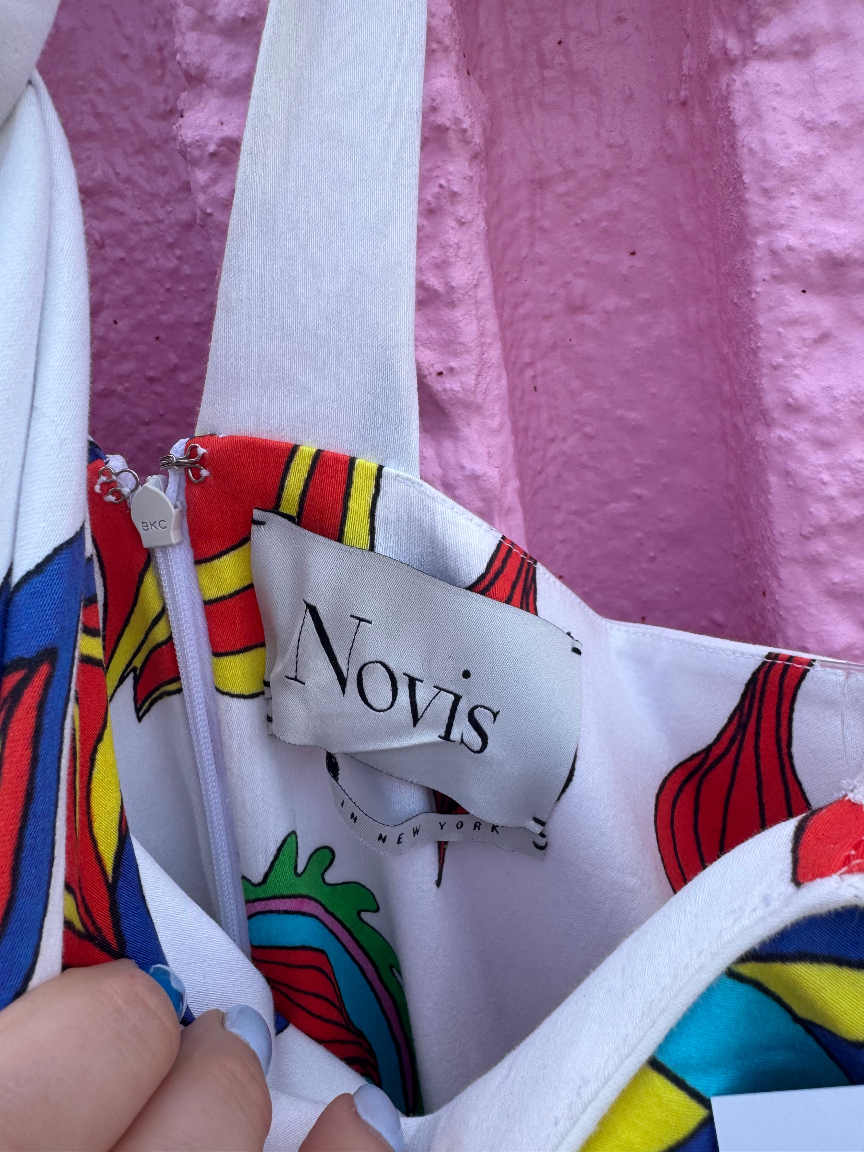 white blue pink yellow novis abstract tank maxi, size 8
