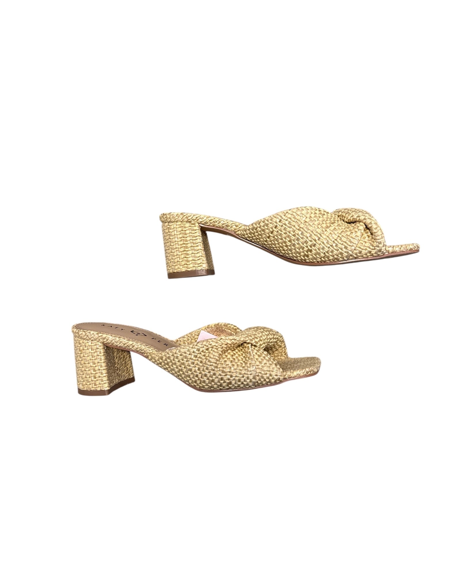 Tan Katy perry Tooliped twisted heeled sandal, 6.5