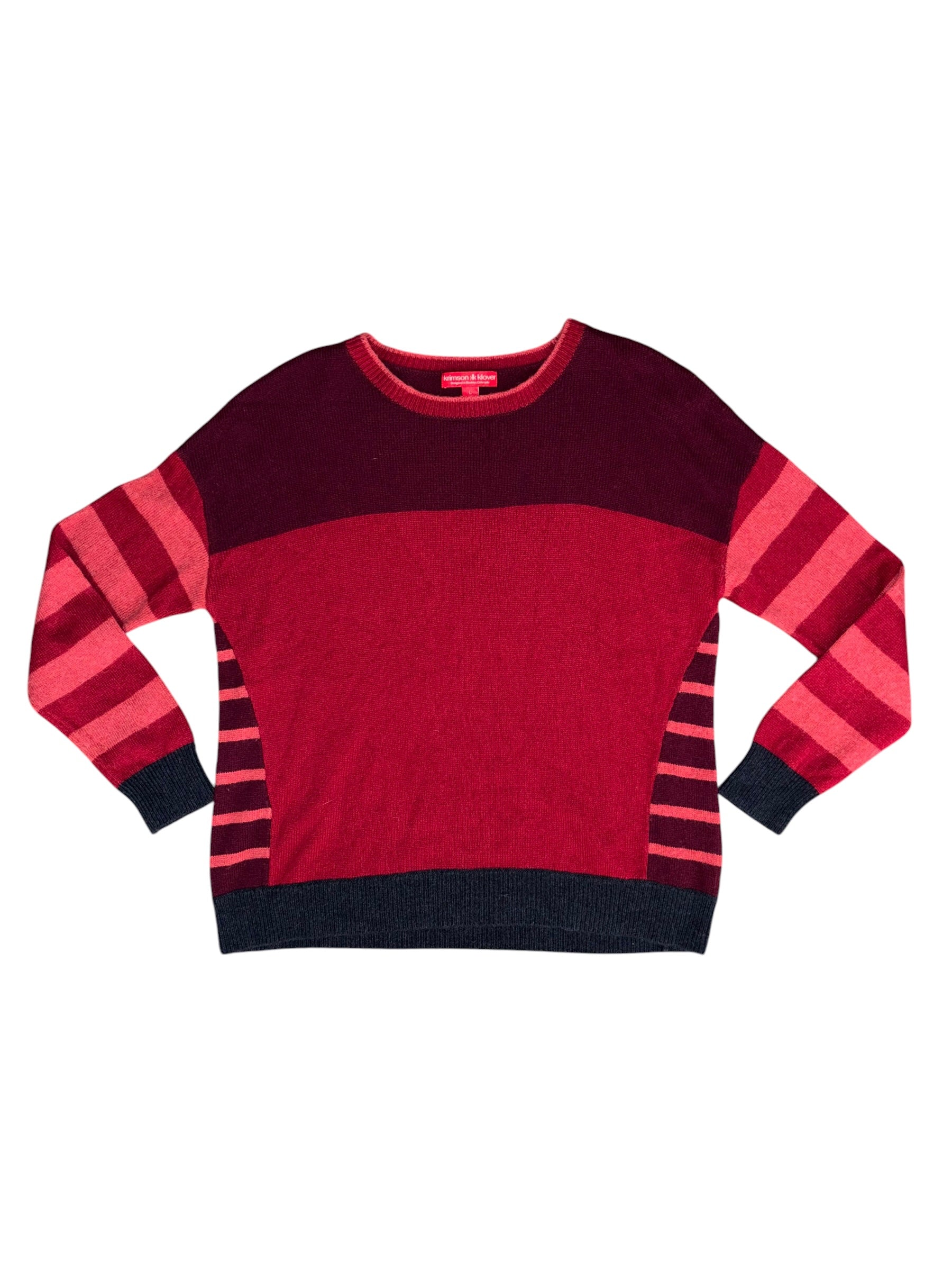 Red grey Krimson klover Striped sweater, L