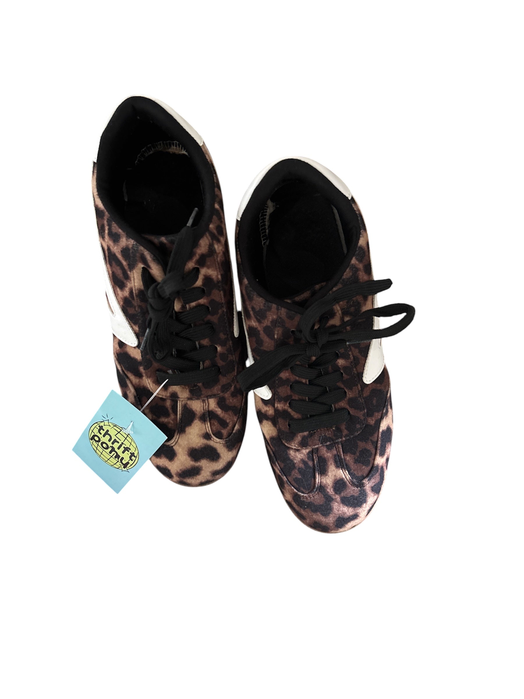 black brown  cheetah sneakers size 8.5