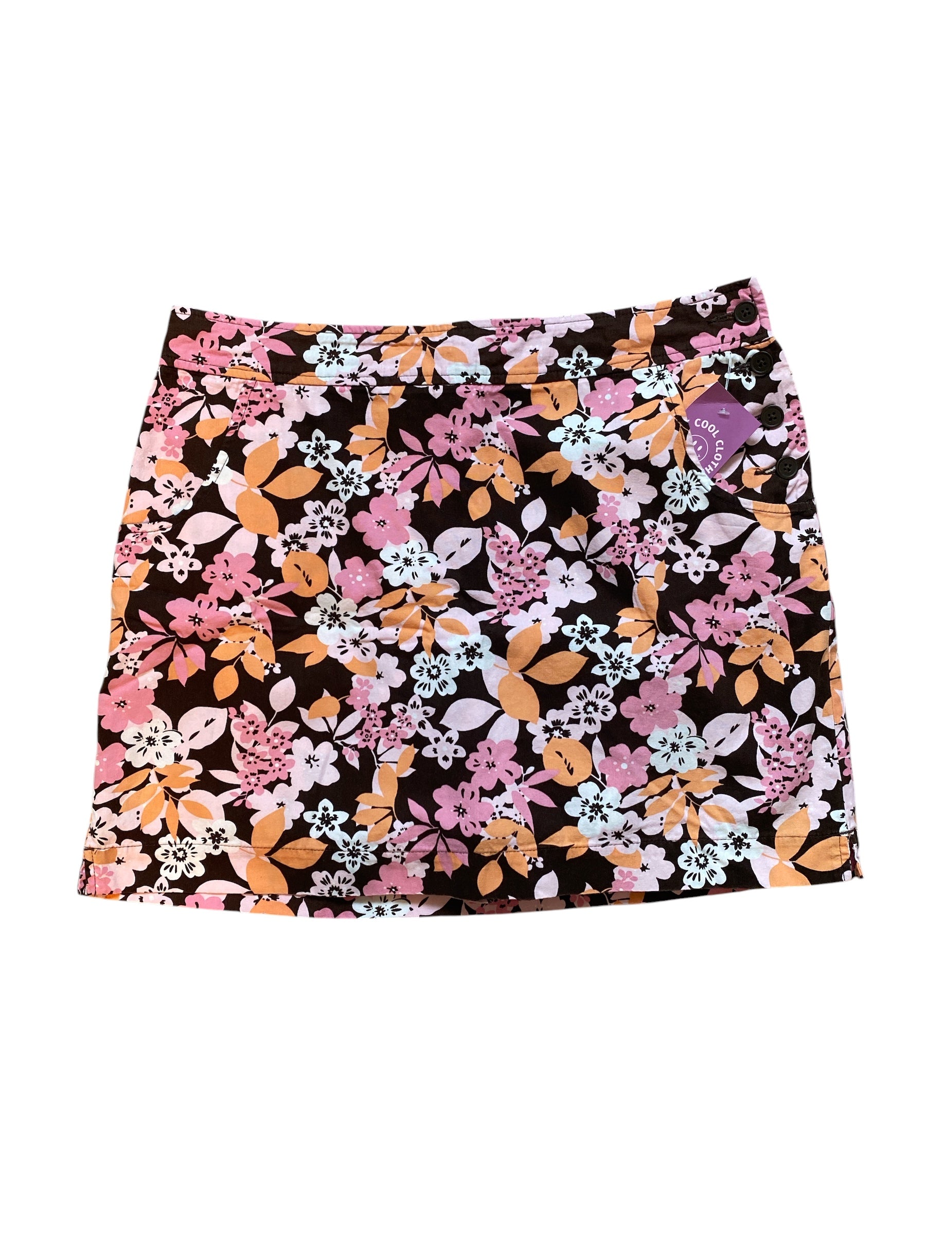 Brown Pink Orange Sonoma Floral print mini skirt, 14