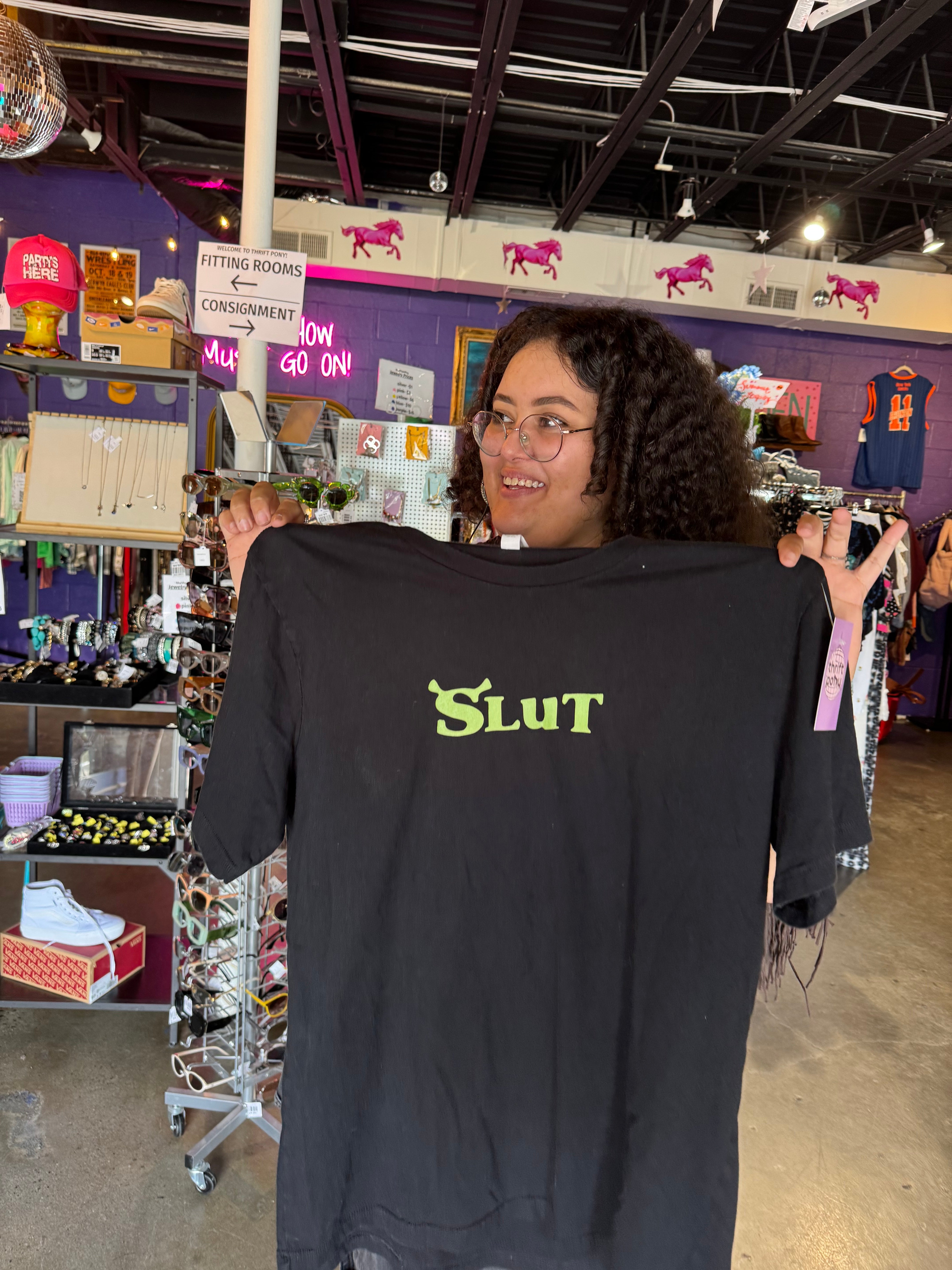 black canvas shrek slut tee, xl