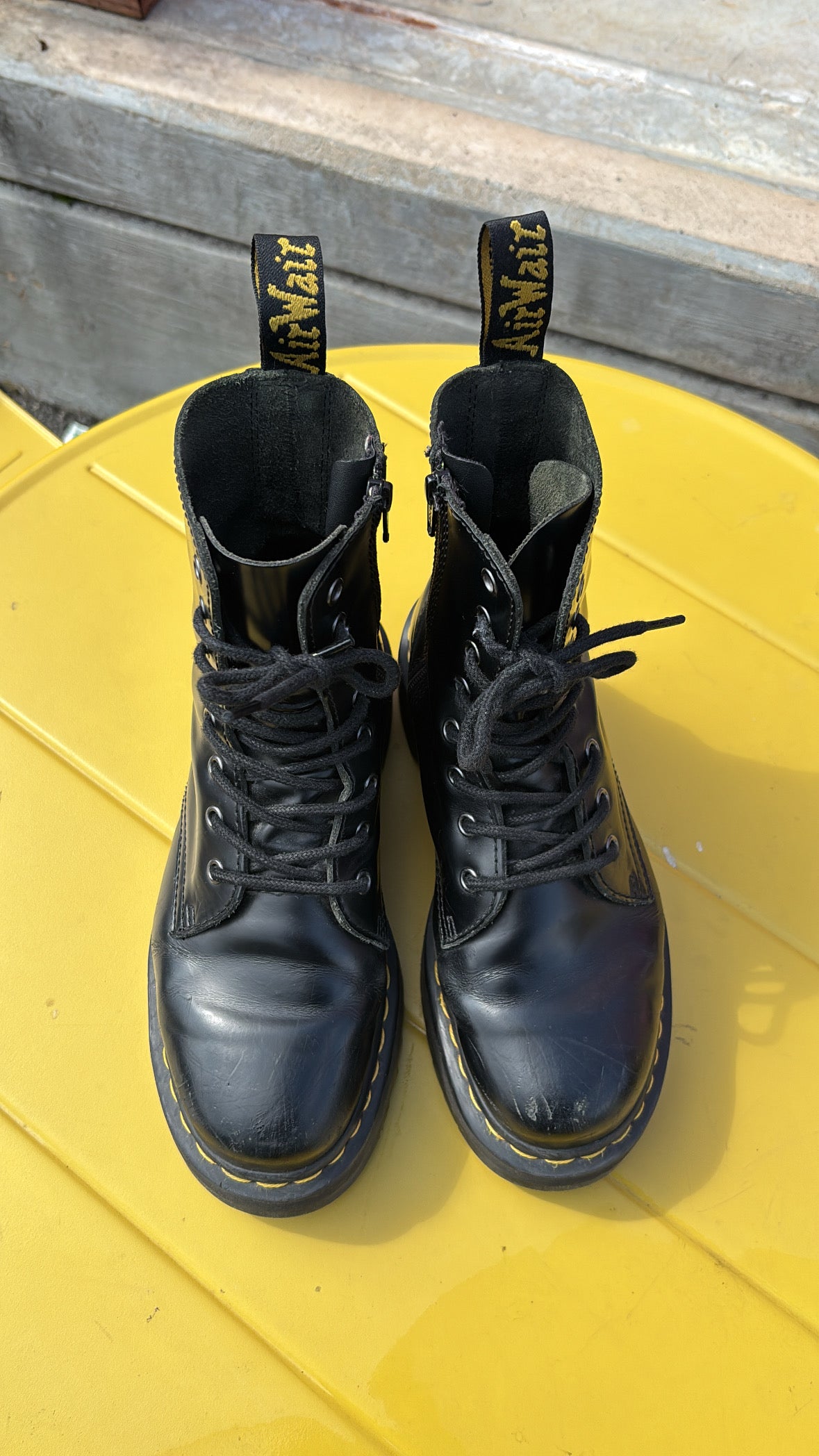 black doc marten platform boots, 7