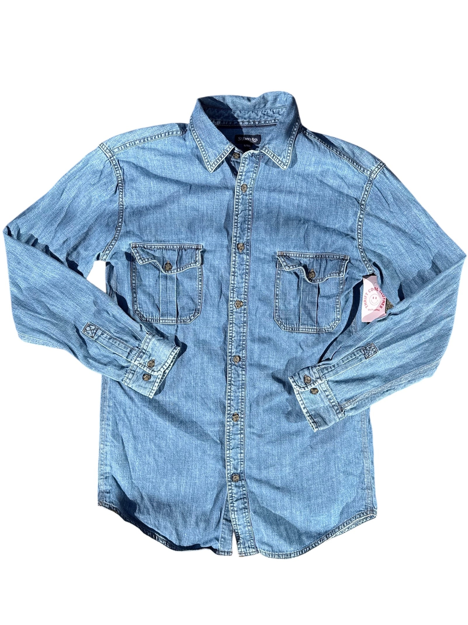 blue st johns bay denim button down, xl T