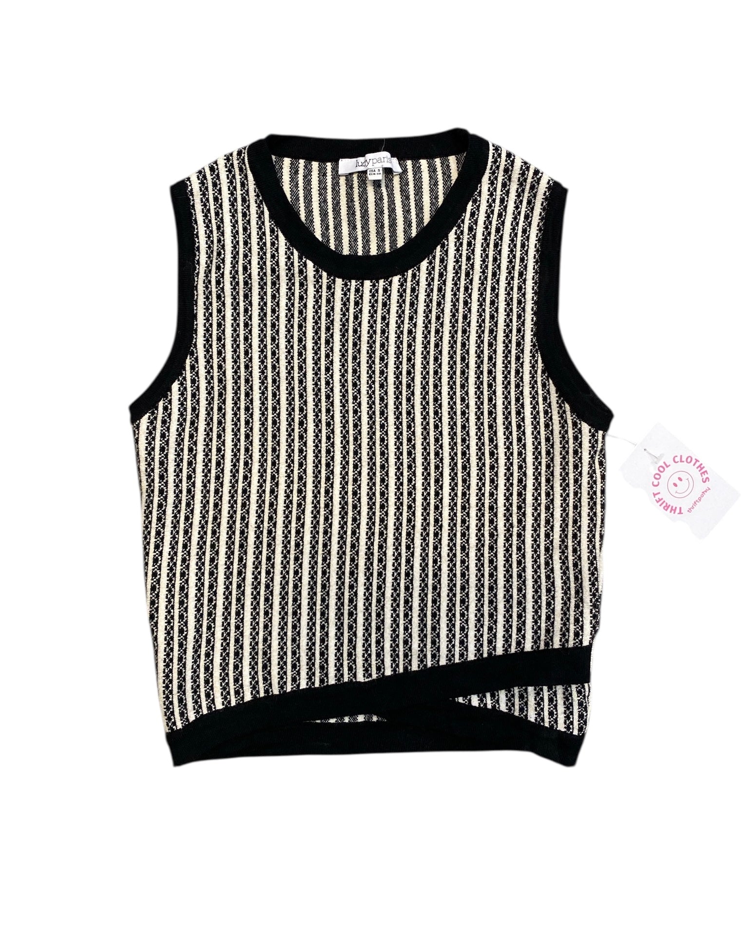 white black lucy paris stripedy pattern tank, s