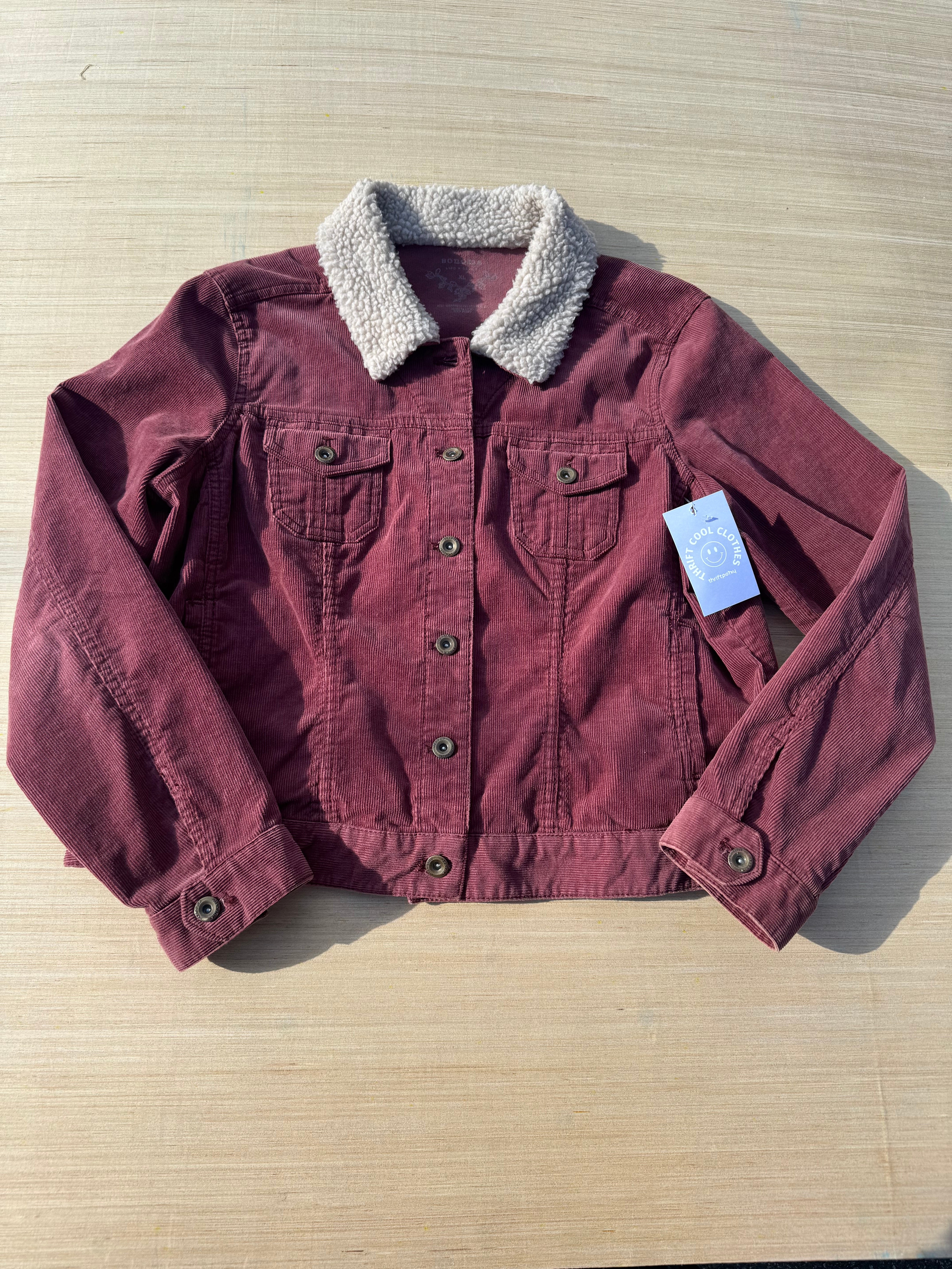 Maroon Sonoma Sherpa trim jacket, S