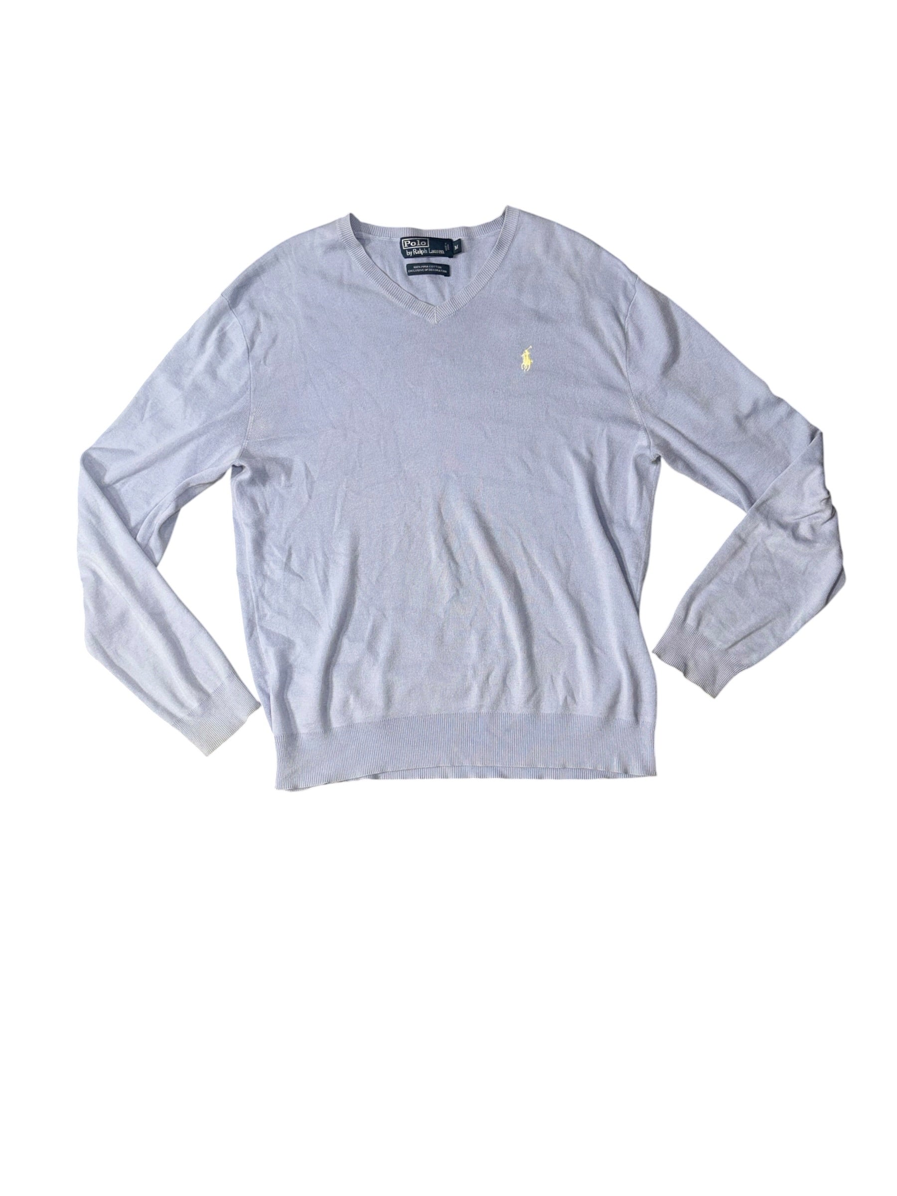 baby blue polo ralph lauren branded v neck sweater, m