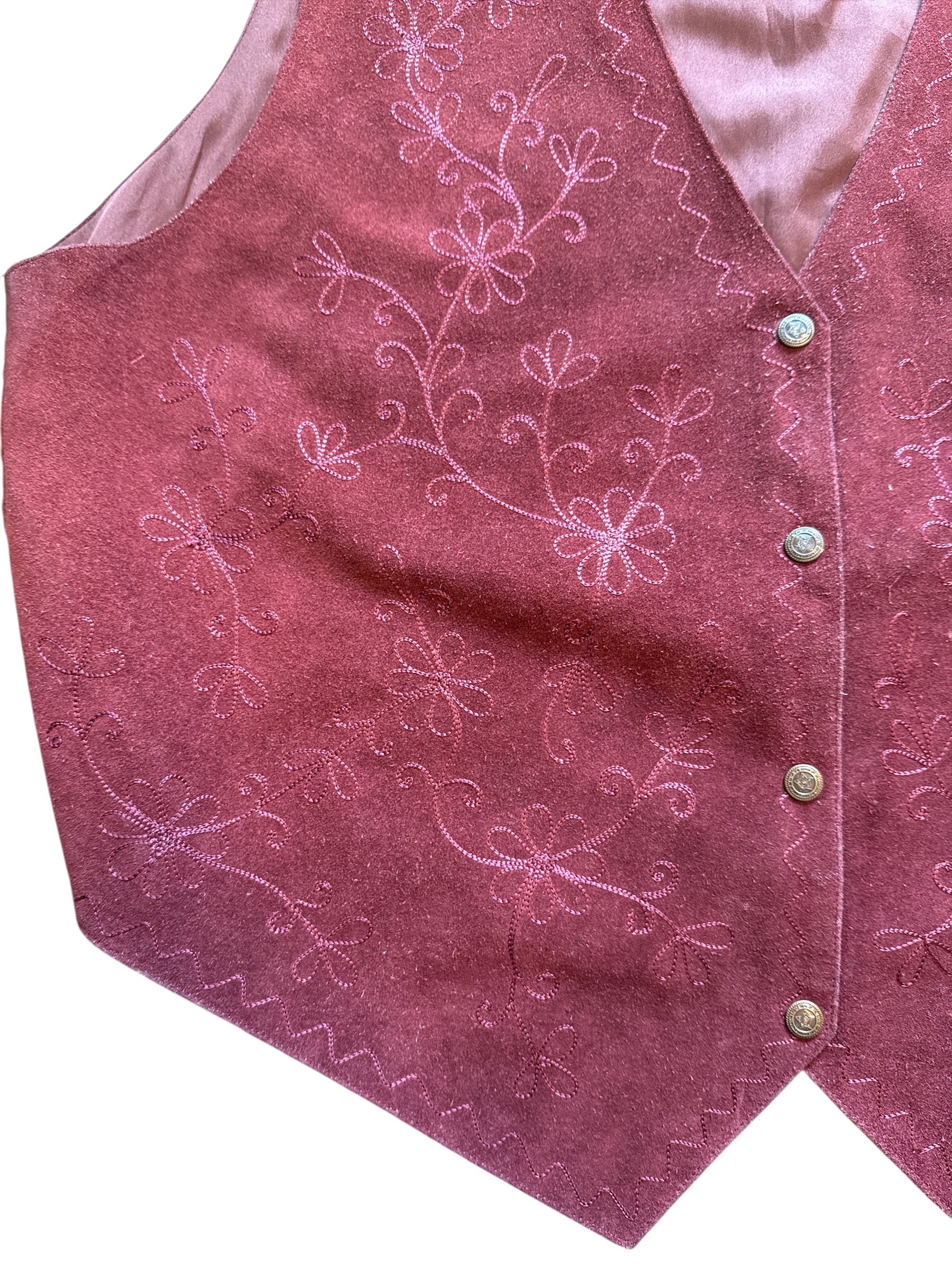 Maroon Aspau Leather embroider vest, 3x