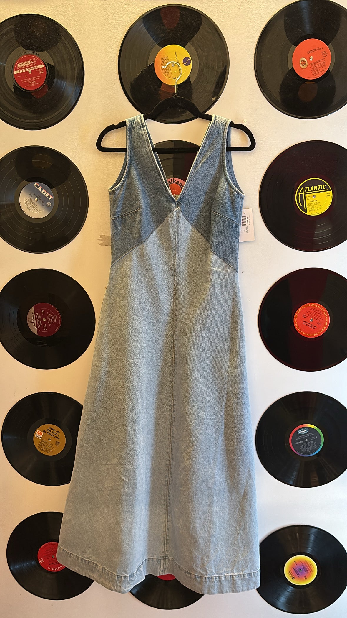 blue torn by ronny kobo two toned denim dress, xs