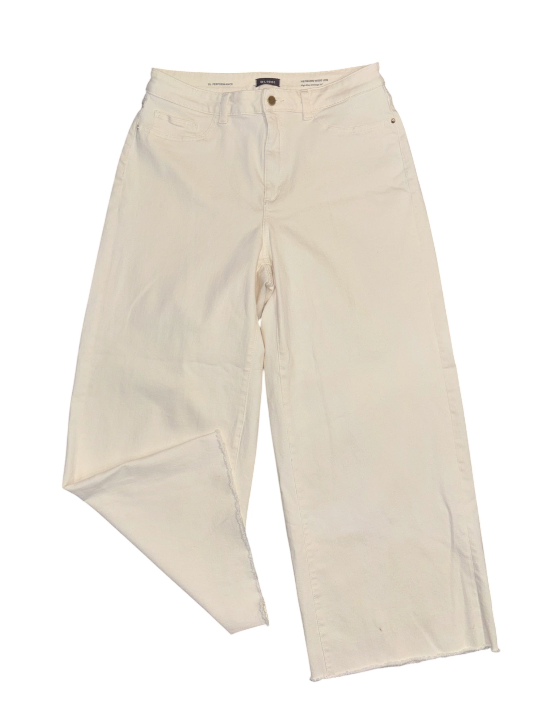 cream DL1961 wide leg jeans, 18