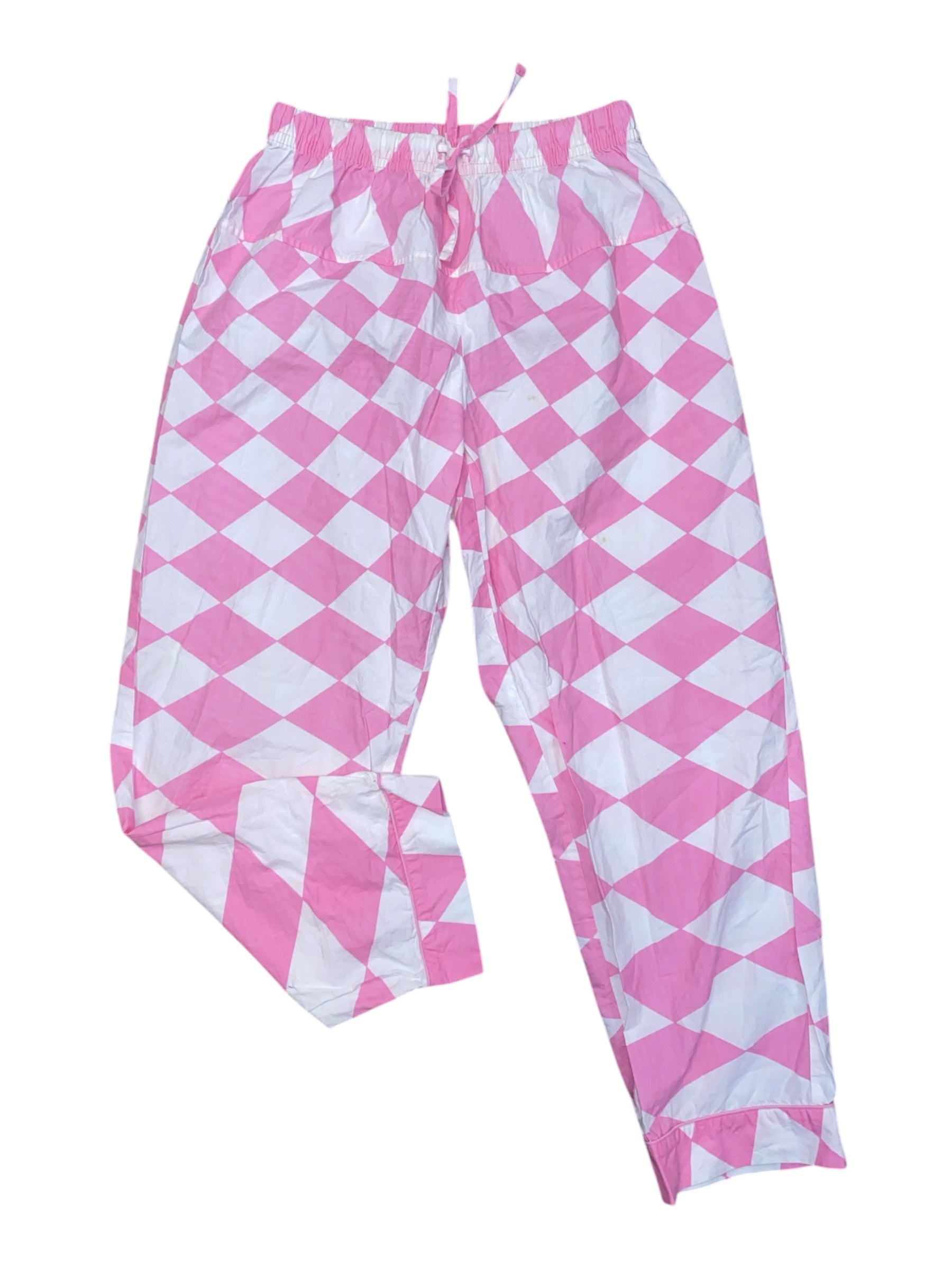 Pink white Emily levine Diamond checkered pant, M