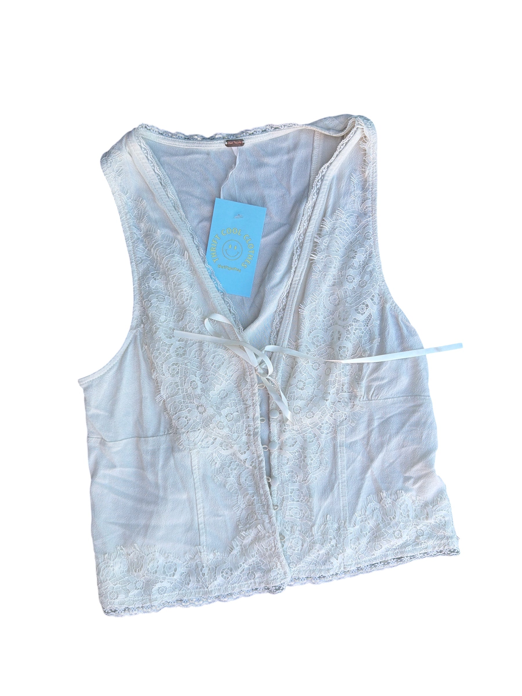 white free people lace tie tank, s