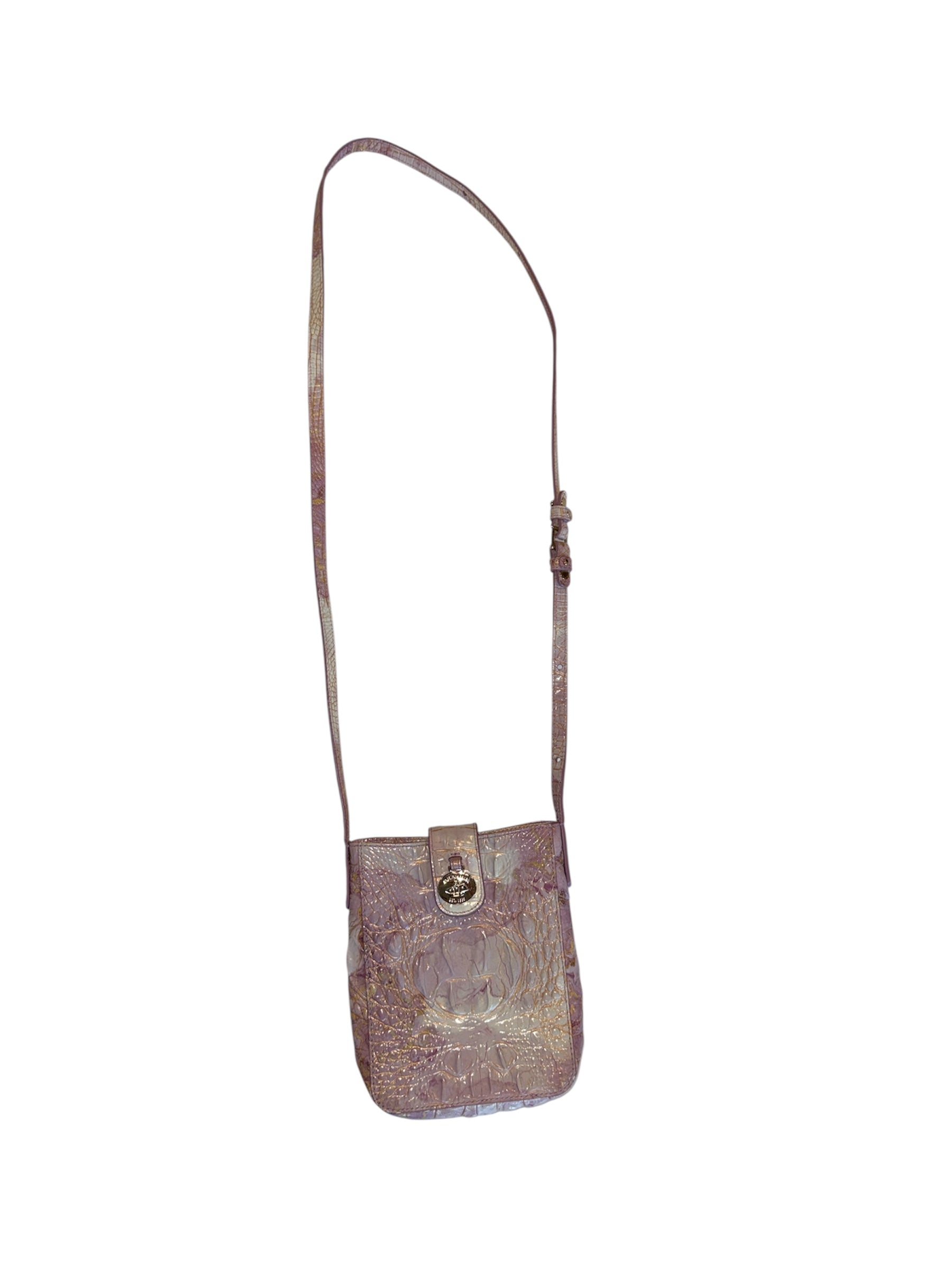 pink brahmin pleather snakeprint shoulder bag