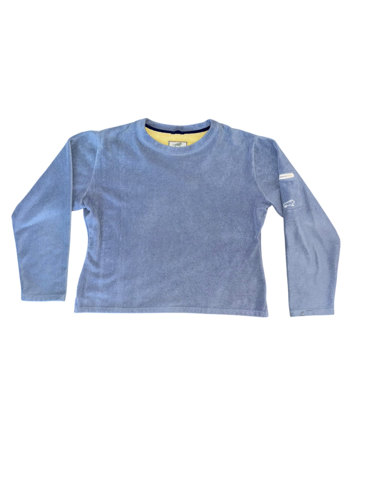 blue horny toad sherpa sweater, m