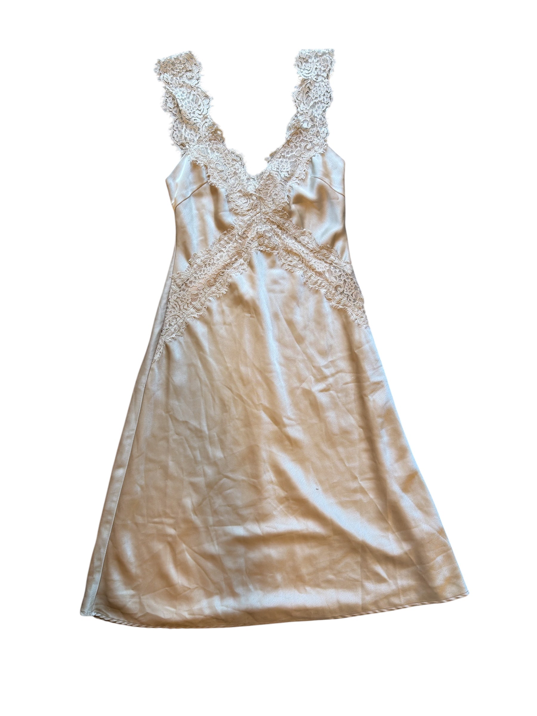 beige hansen and gretel satin lace tank dress, s