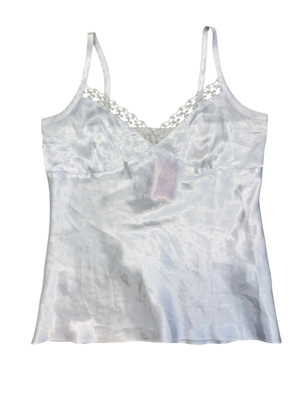 white george silky eyelet lace trim top, 12/14
