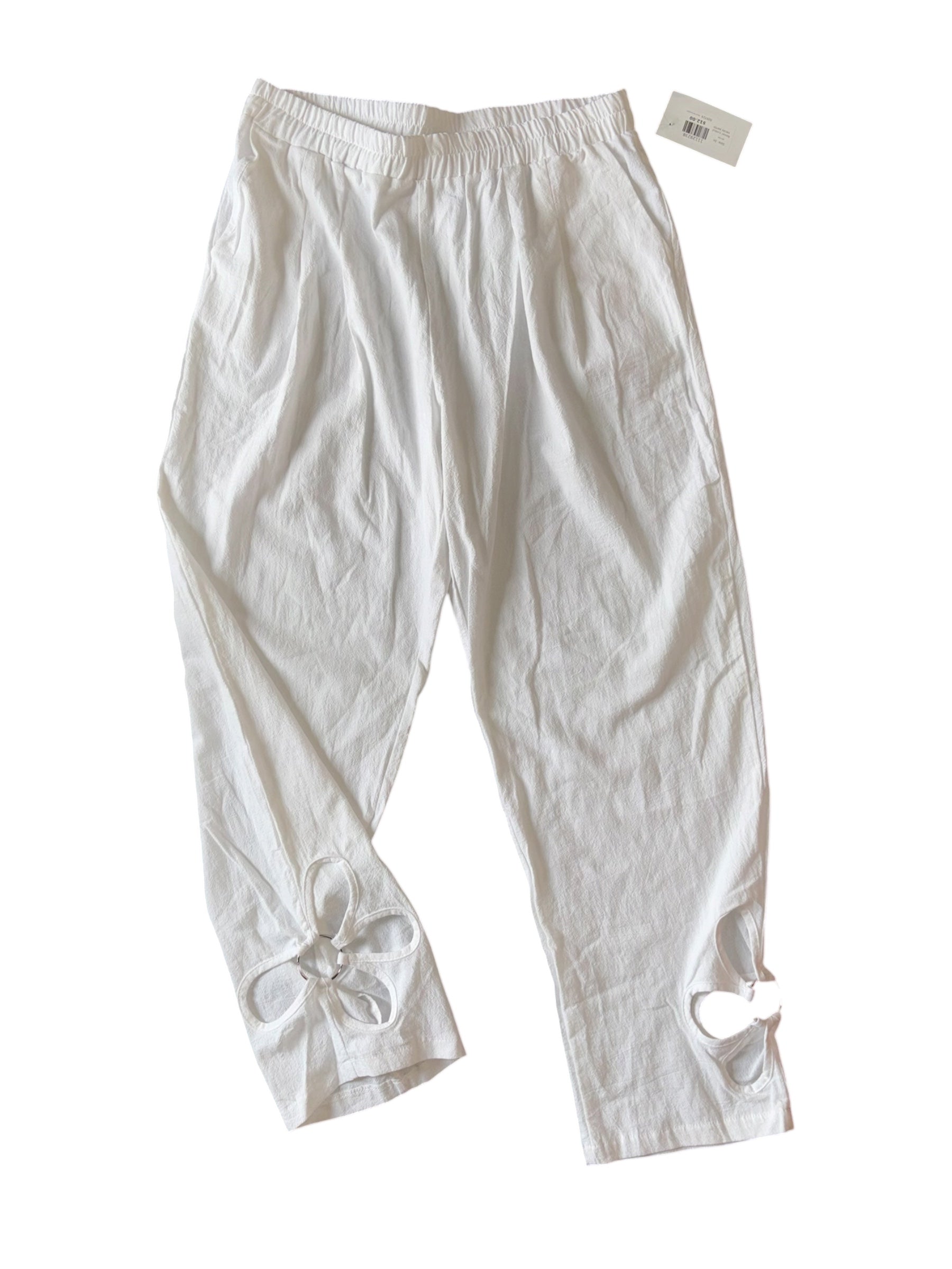 white  flower cutout vacay pants, 3x (fits like XL)